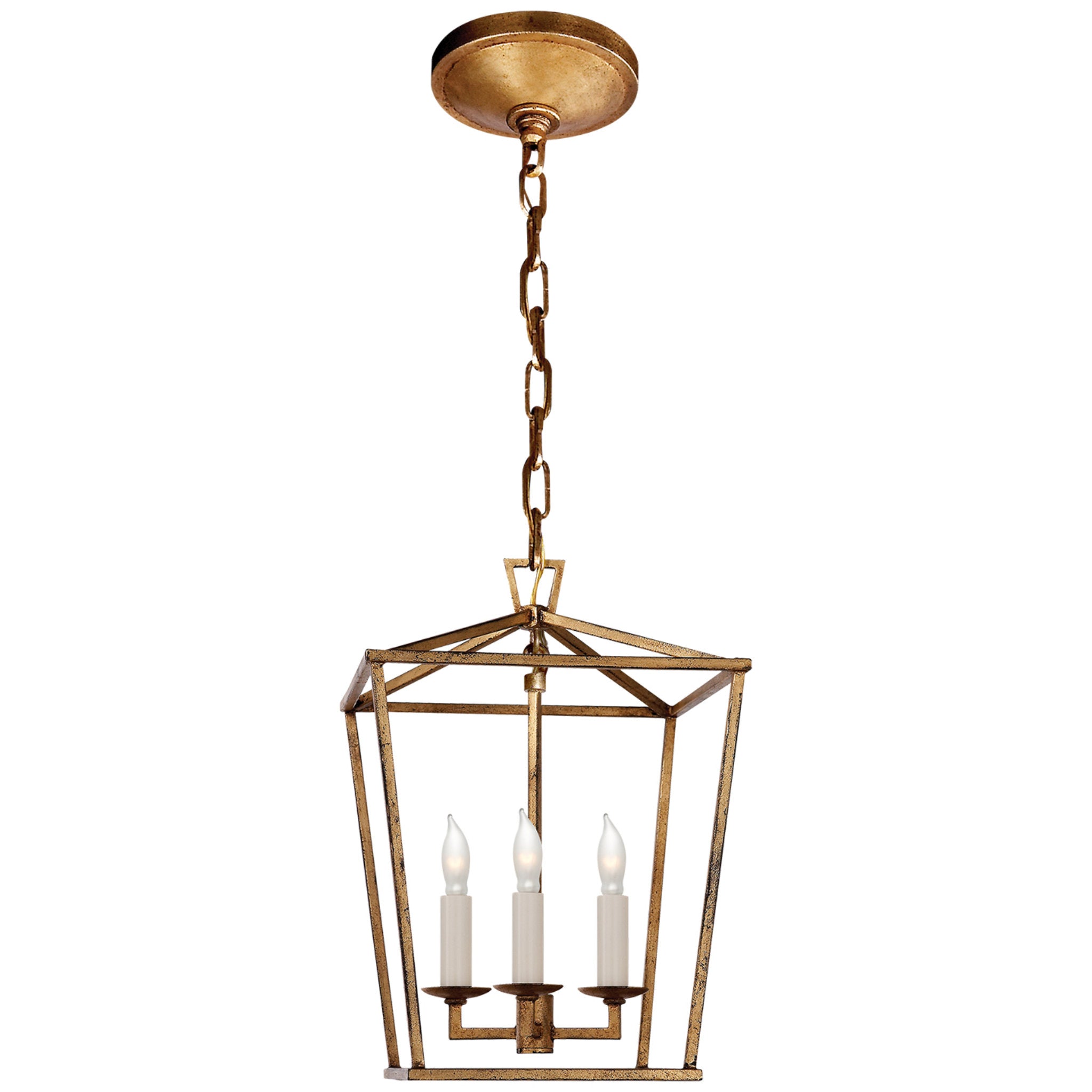 Chapman & Myers Darlana Mini Lantern in Gilded Iron Ceiling Light W9.75" x H14"