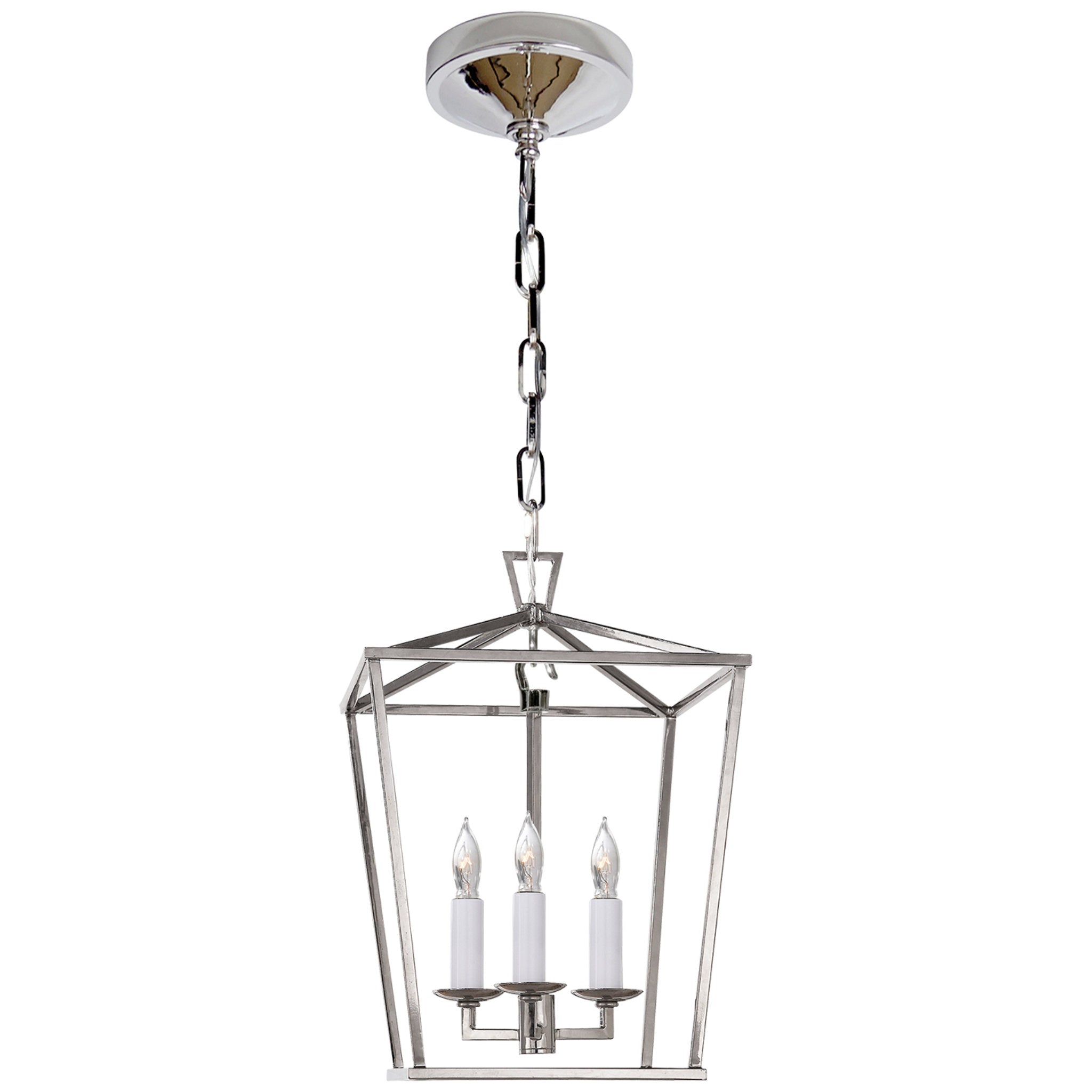 Chapman & Myers Darlana Mini Lantern in Polished Nickel Ceiling Light W9.75" x H14"