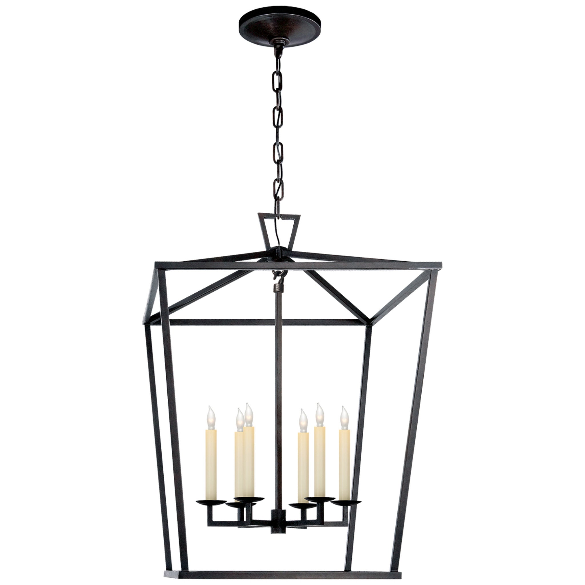 Chapman & Myers Darlana Large Lantern in Aged Iron Ceiling Light W24" x H34"