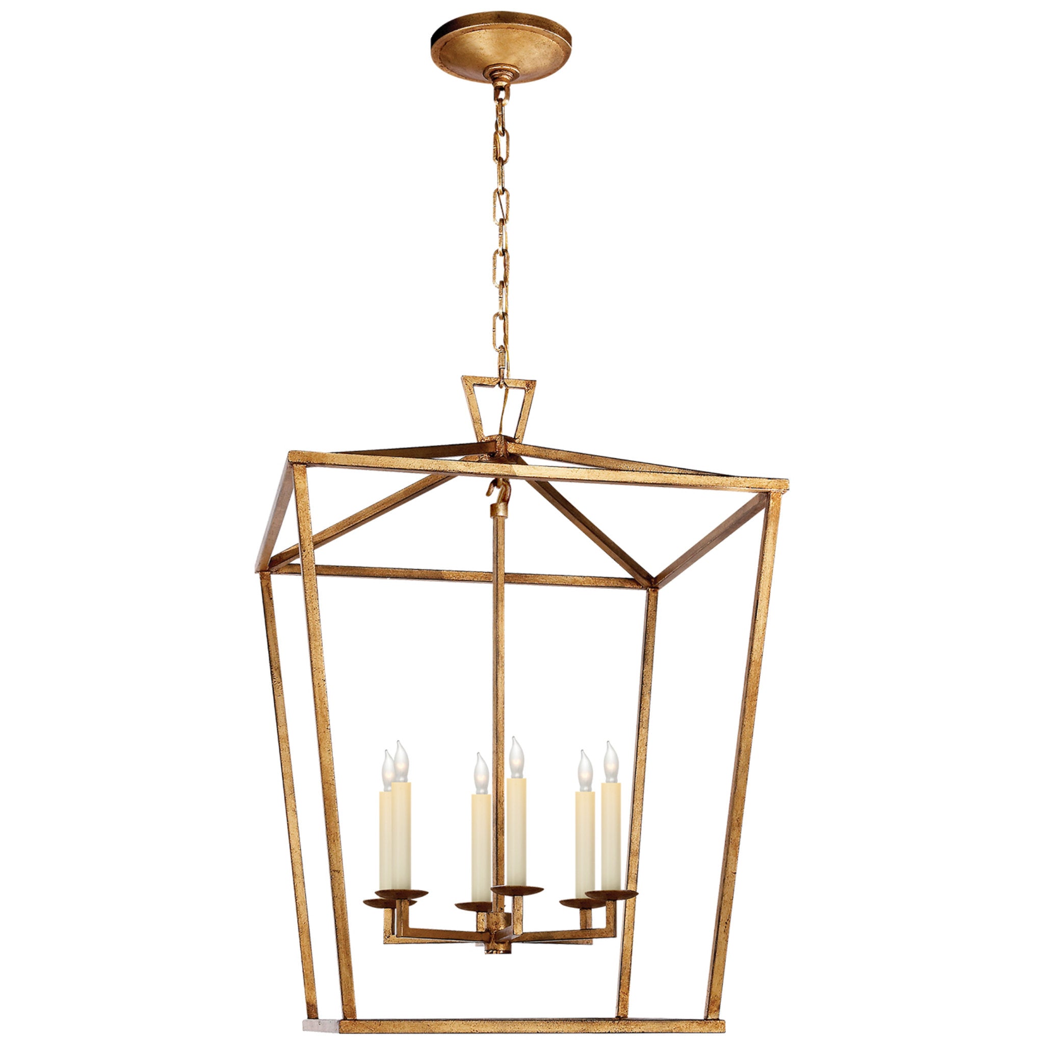 Chapman & Myers Darlana Large Lantern in Gilded Iron Ceiling Light W24" x H34"