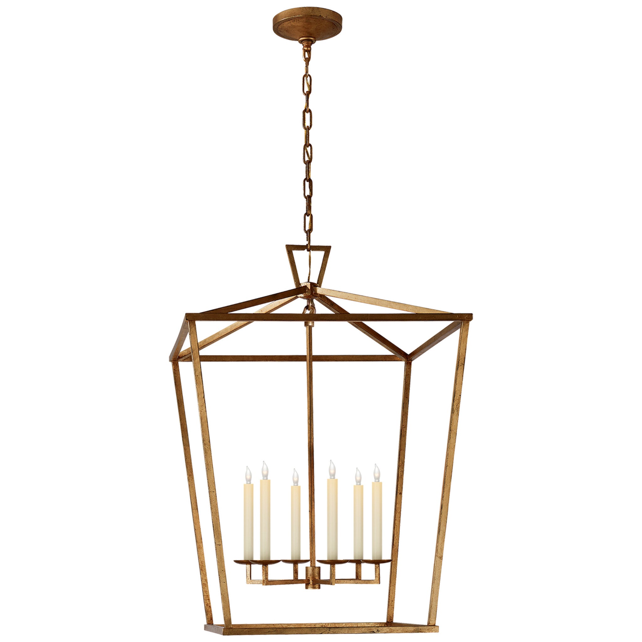 Chapman & Myers Darlana Extra Large Lantern in Gilded Iron Ceiling Light W29"