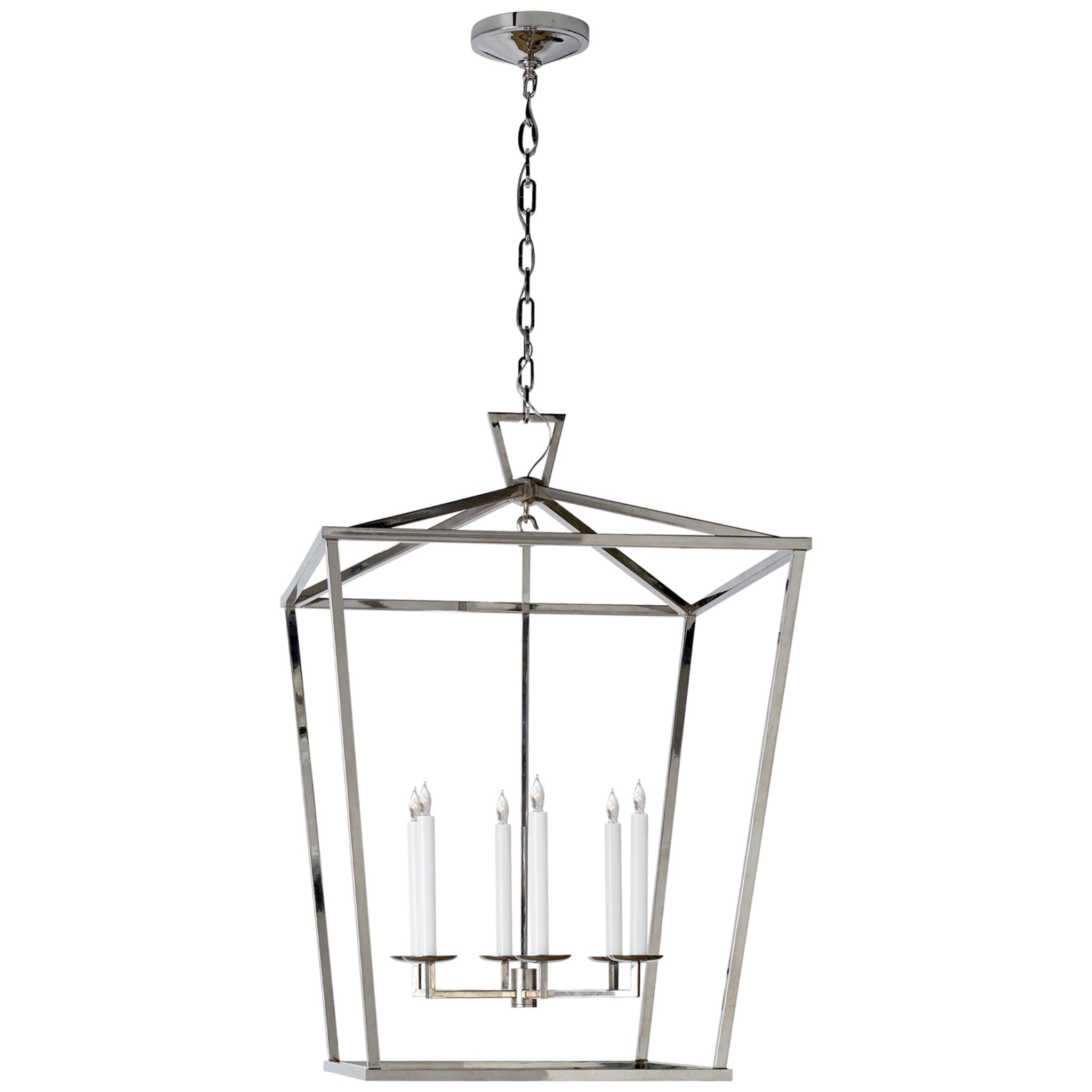 Chapman & Myers Darlana Extra Large Lantern in Polished Nickel Ceiling Light W29"