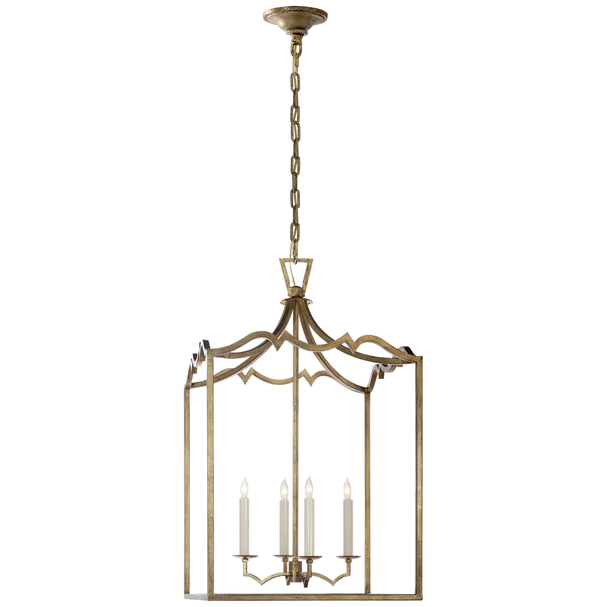 Chapman & Myers Darlana Medium Fancy Lantern in Gilded Iron Ceiling Light W17.25" x H29.25"