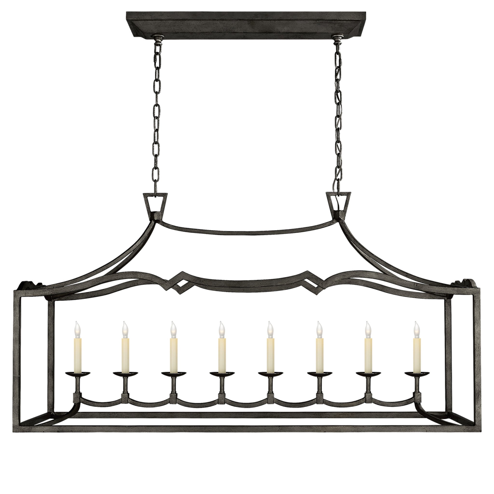 Chapman & Myers Fancy Darlana Large Linear Pendant in Aged Iron Ceiling Light W51.75"