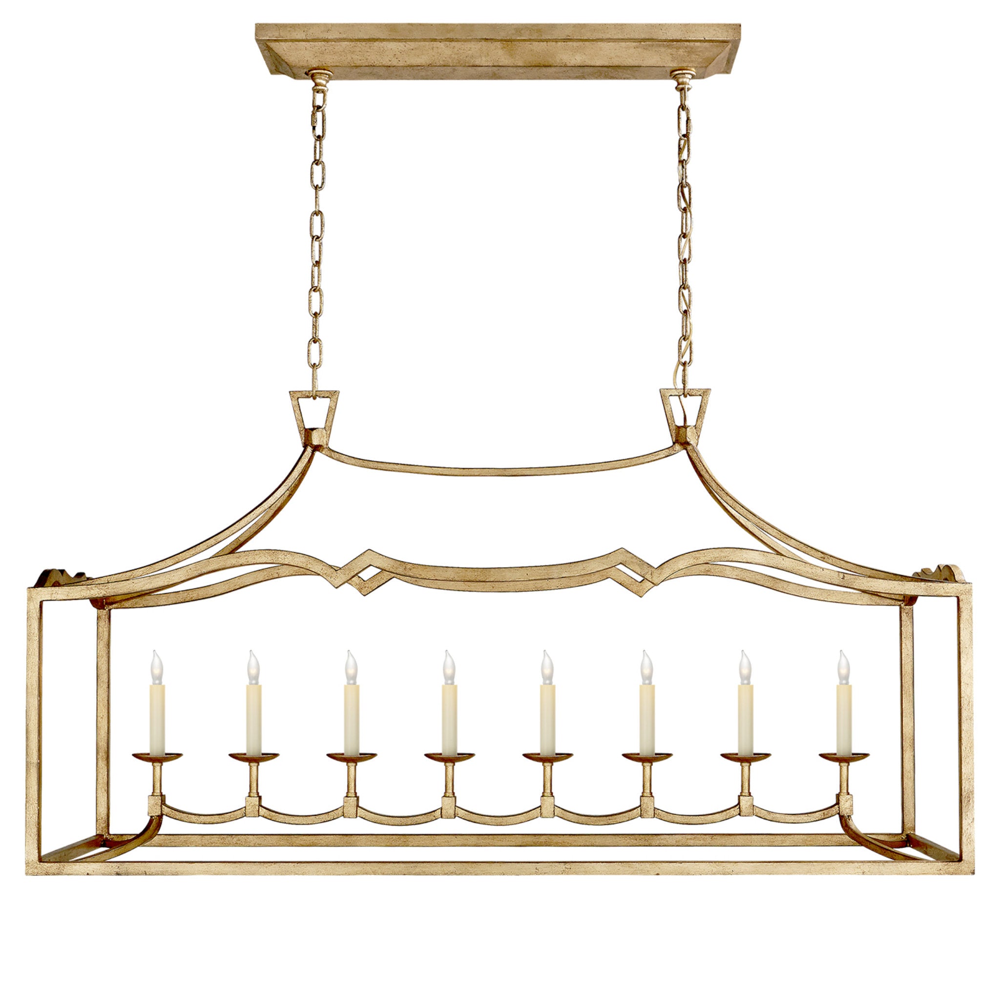 Chapman & Myers Fancy Darlana Large Linear Pendant in Gilded Iron Ceiling Light W51.75"
