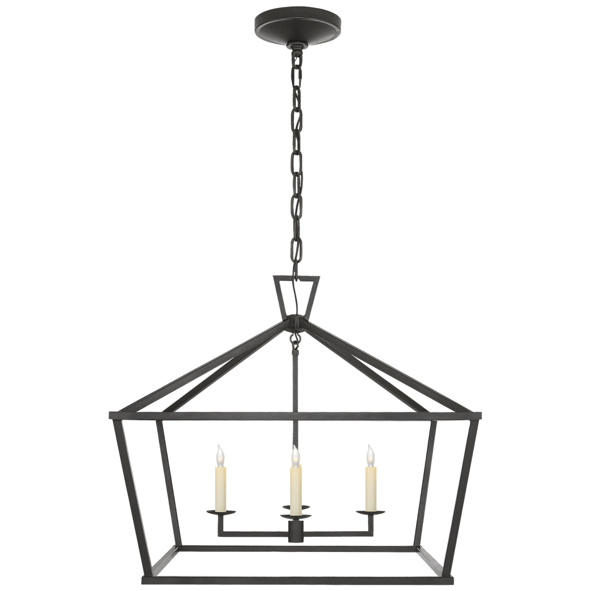 Chapman & Myers Darlana Medium Wide Lantern in Aged Iron Ceiling Light W28" x H25"