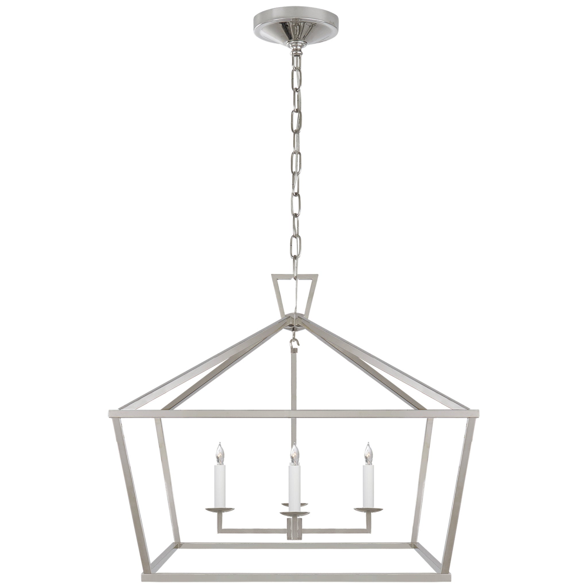 Chapman & Myers Darlana Medium Wide Lantern in Polished Nickel Ceiling Light W28" x H25"