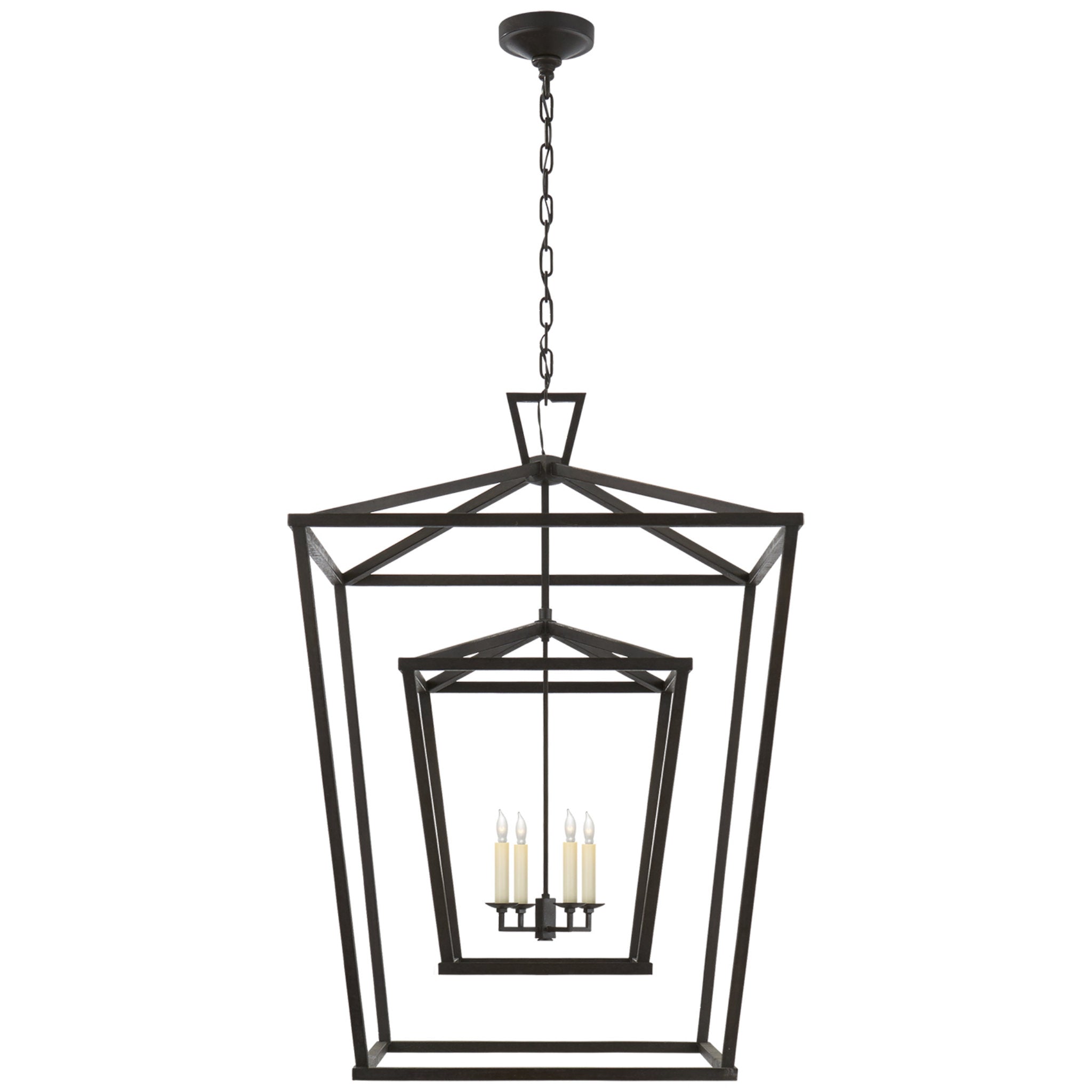 Chapman & Myers Darlana Extra Large Double Cage Lantern in Aged Iron Ceiling Light W29" x H42"