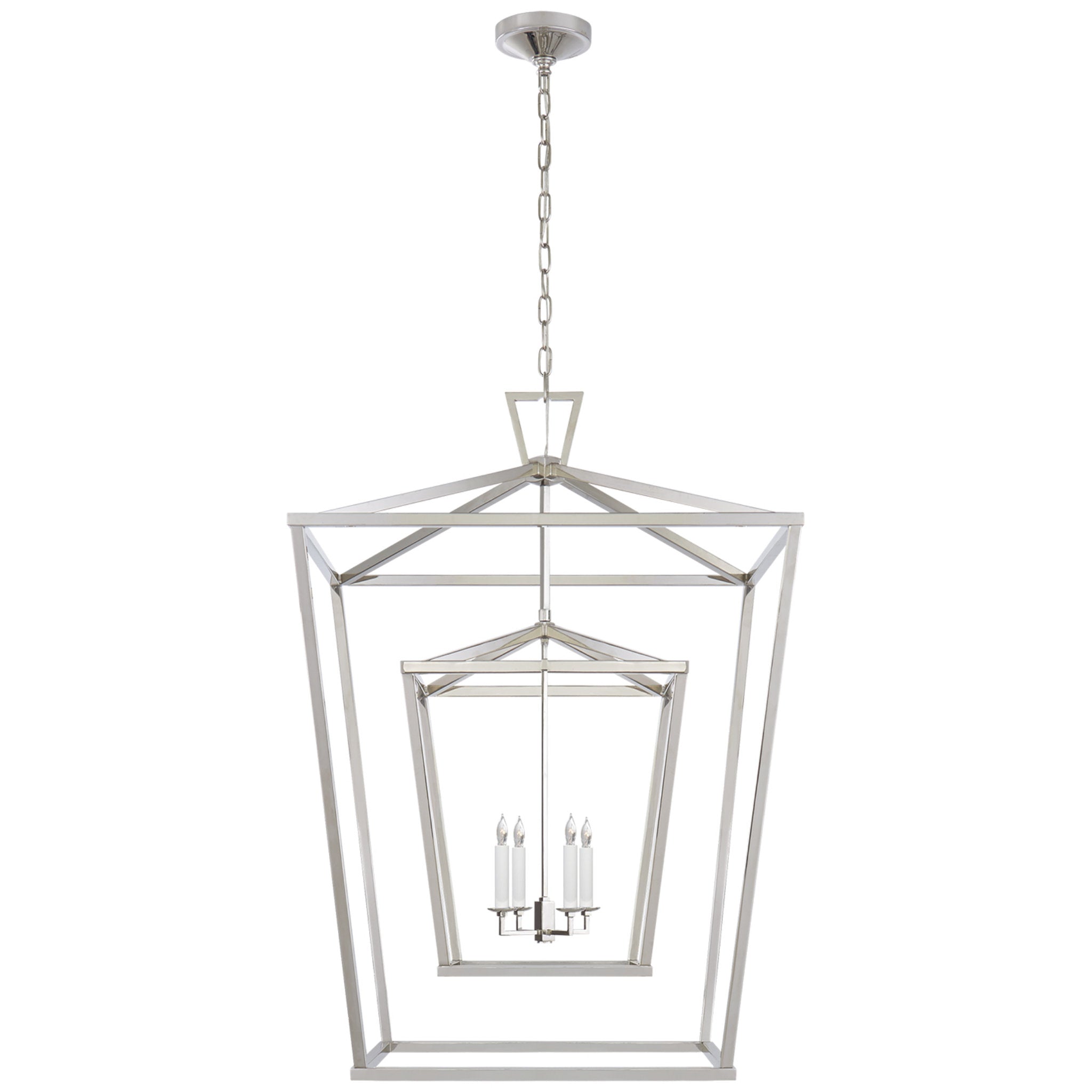 Chapman & Myers Darlana Extra Large Double Cage Lantern in Polished Nickel Ceiling Light W29" x H42"