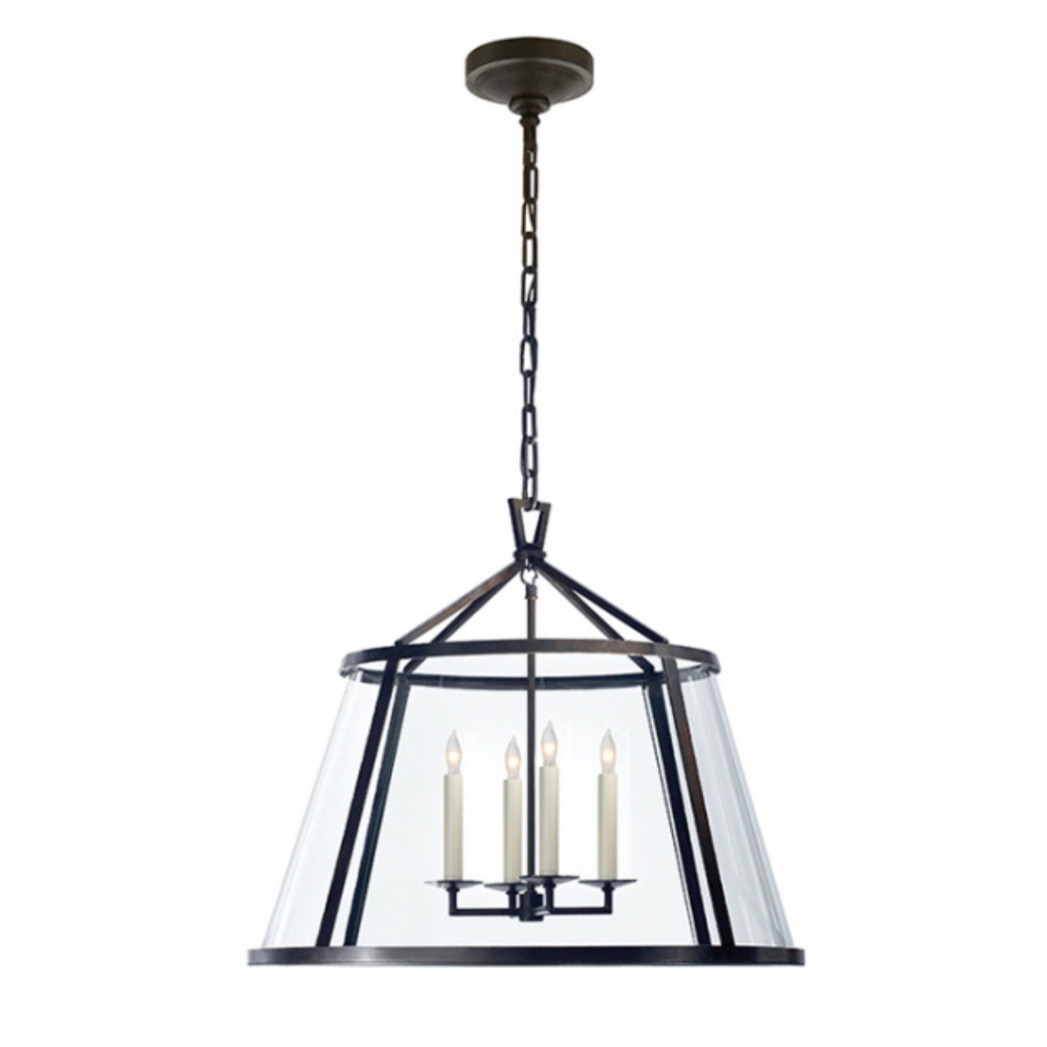 Chapman & Myers Darlana 24" Pendant in Aged Iron with Clear Glass Ceiling Light W24.5" x H20.5"
