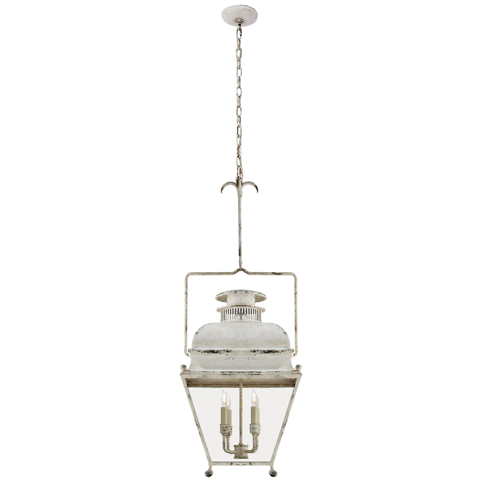 Chapman & Myers Holborn Small Lantern in Old White Ceiling Light W14" x H34.5"