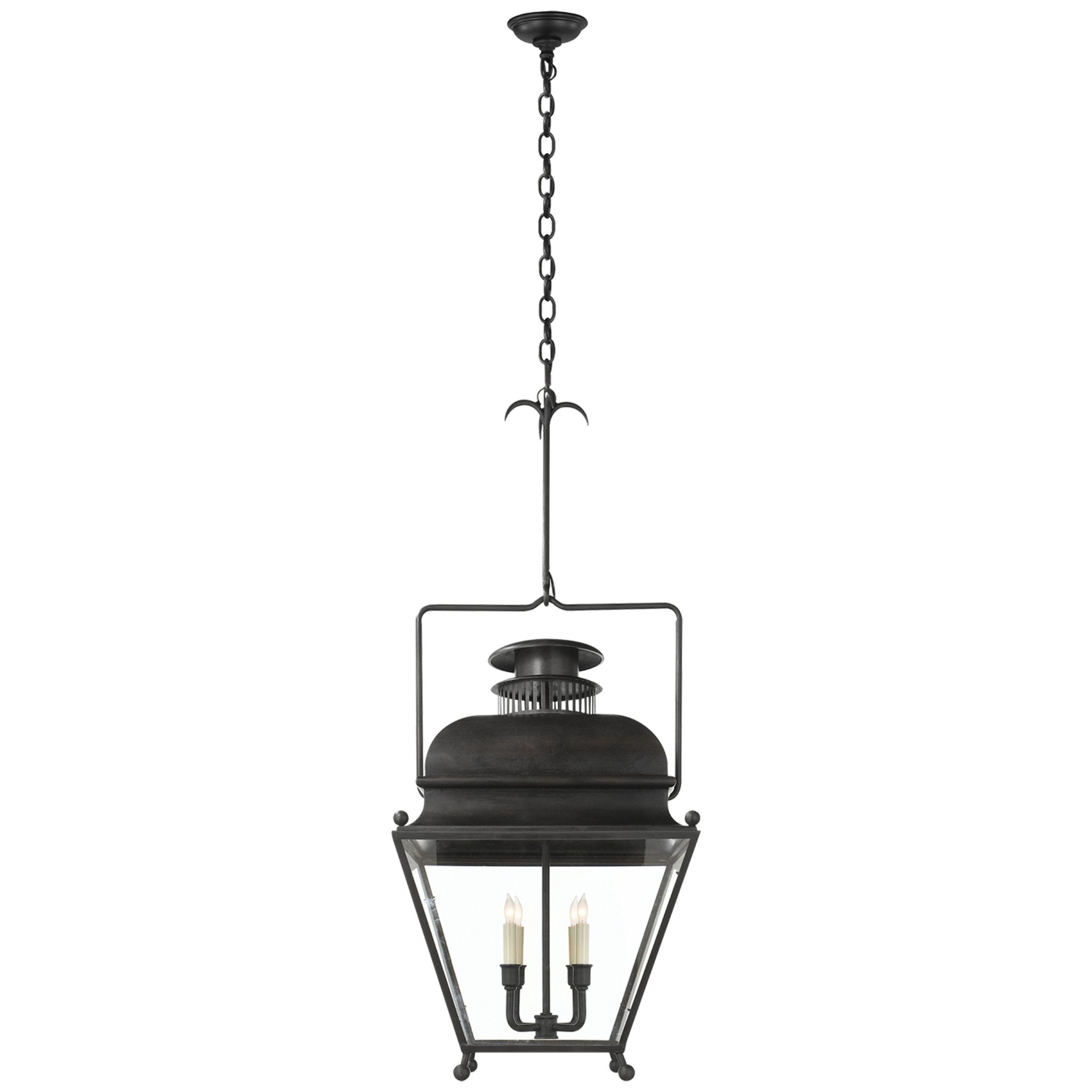 Chapman & Myers Holborn Large Lantern in Aged Iron Ceiling Light W18.25" x H45"