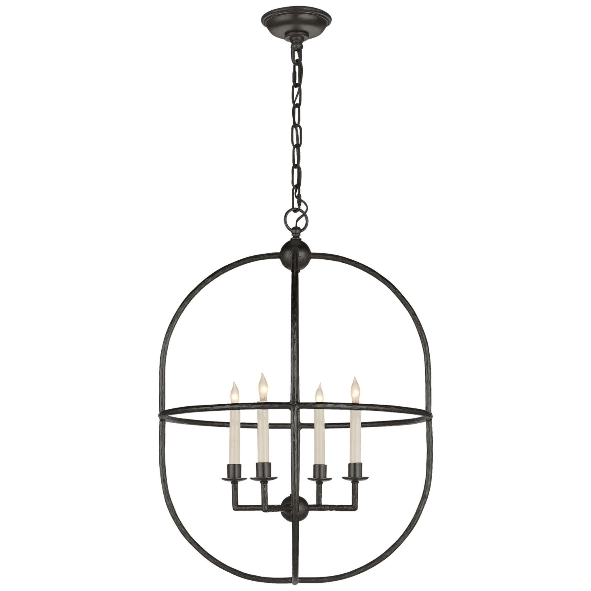 Chapman & Myers Desmond Open Oval Lantern in Aged Iron Ceiling Light W21" x H28.75"