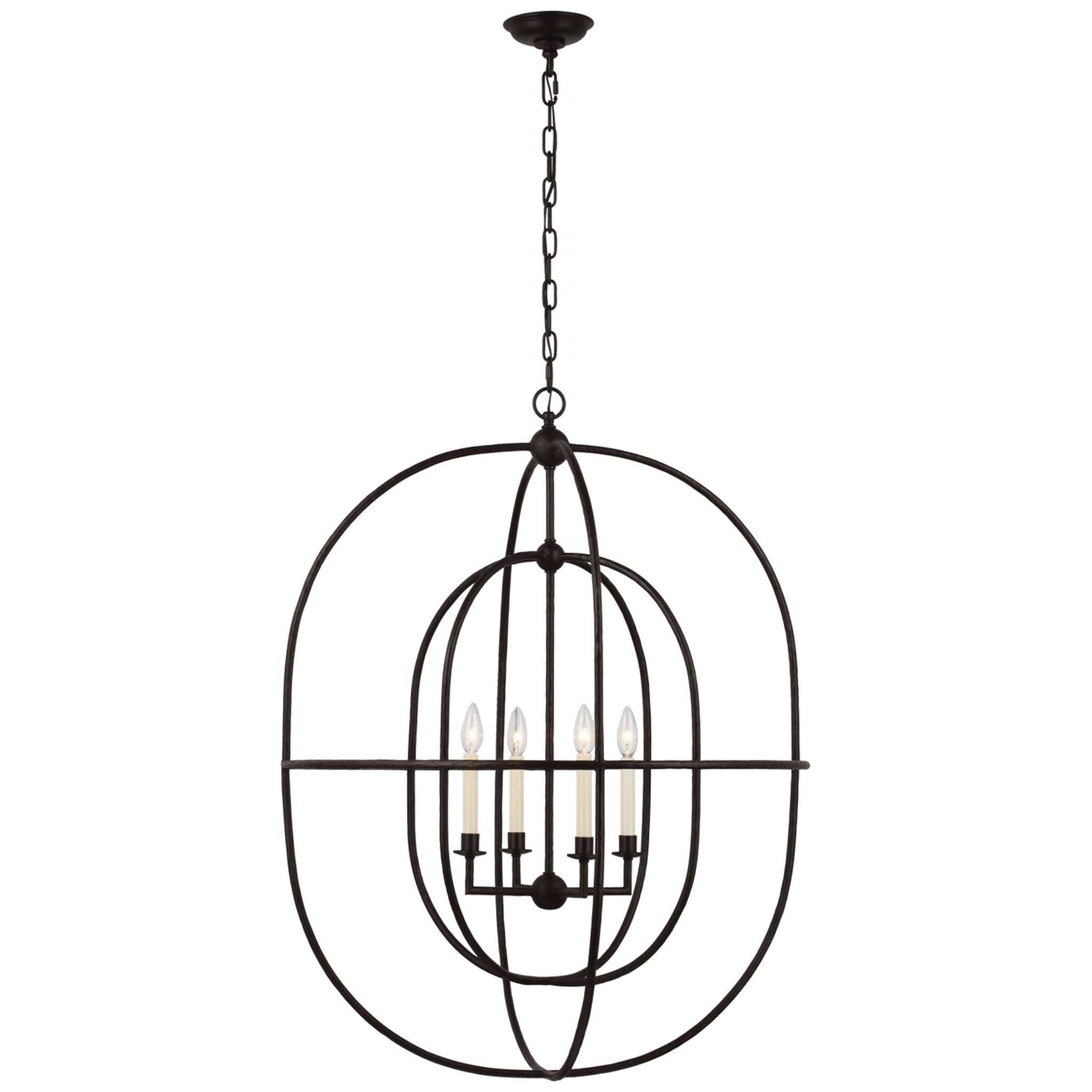 Chapman & Myers Desmond Open Double Oval Lantern in Aged Iron Ceiling Light W31" x H40.5"