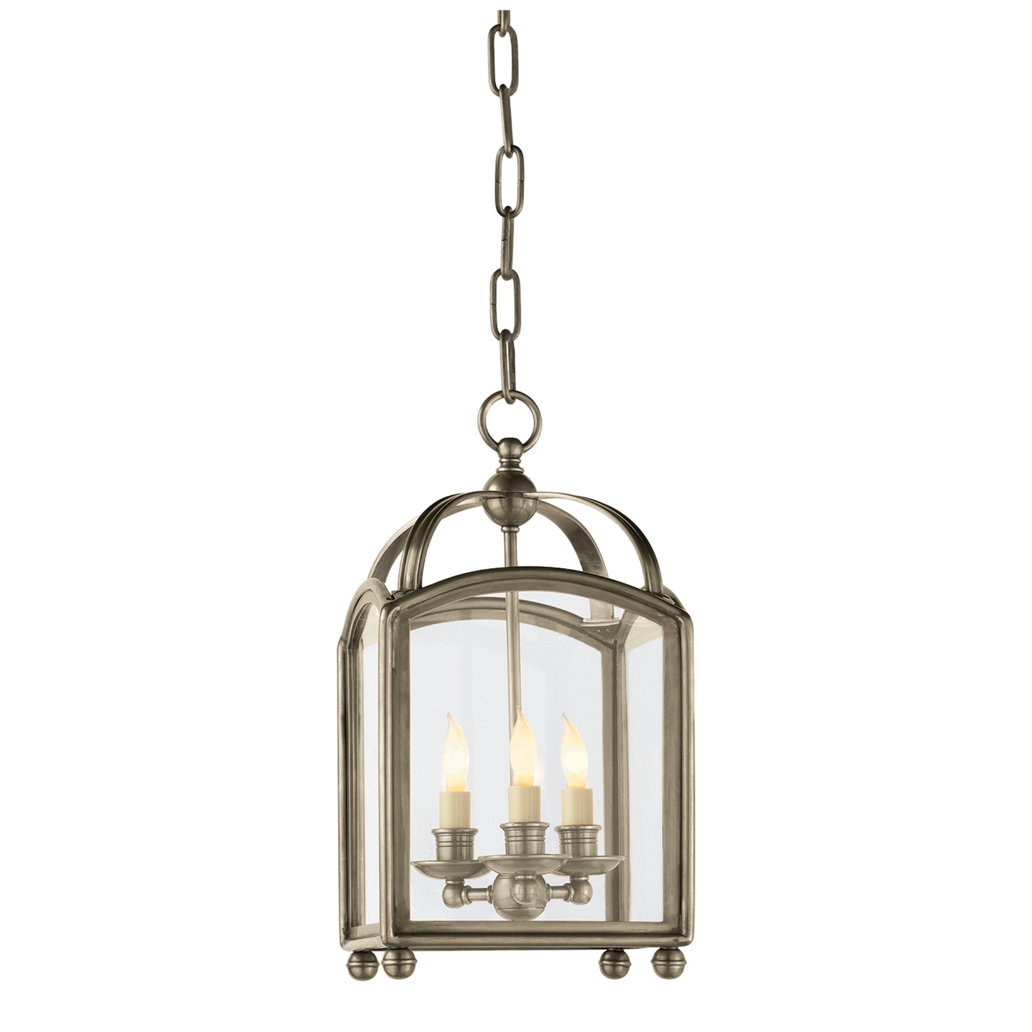 Chapman & Myers Arch Top Mini Lantern in Antique Nickel Ceiling Light W8.25" x H16.75"