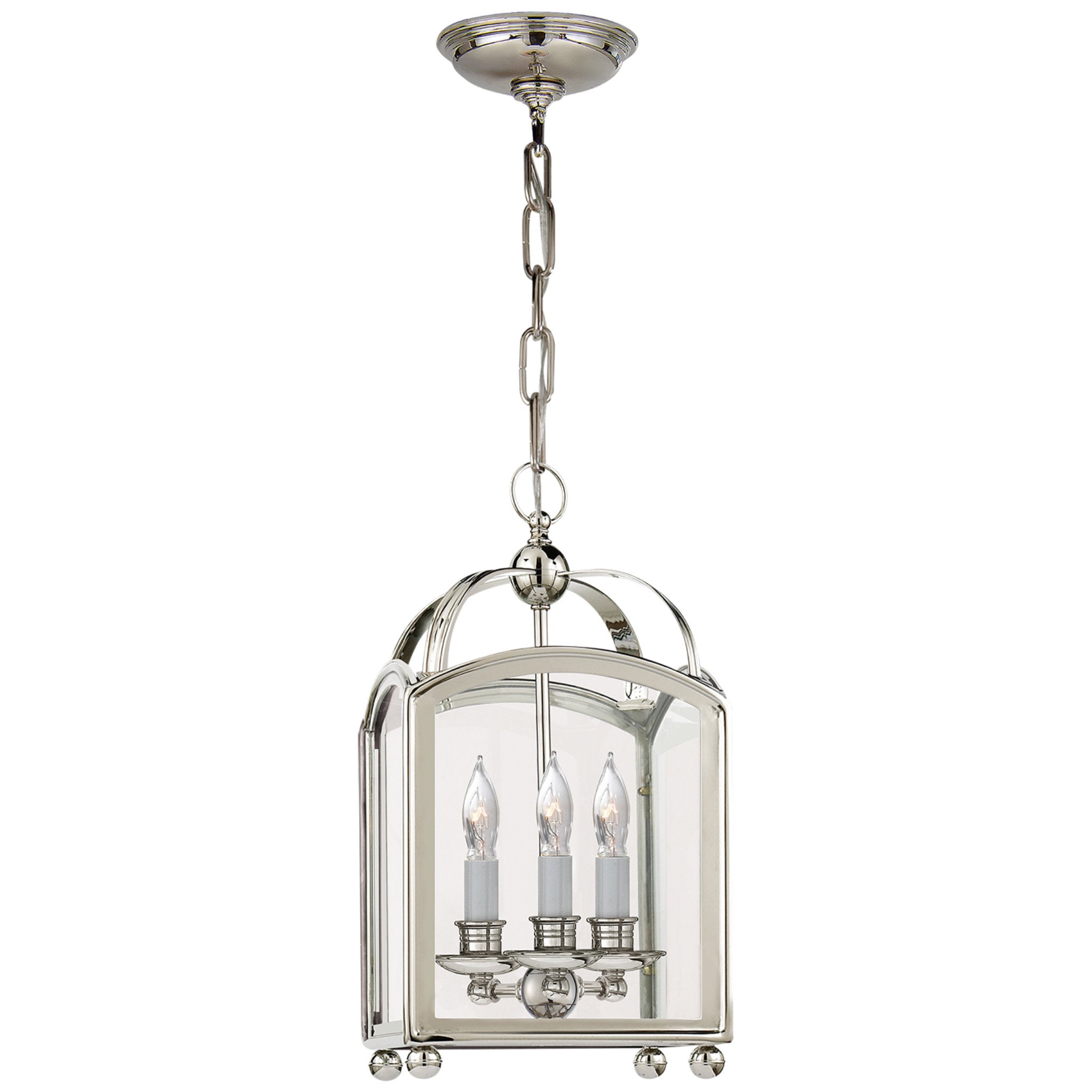 Chapman & Myers Arch Top Mini Lantern in Polished Nickel Ceiling Light W8.25" x H16.75"