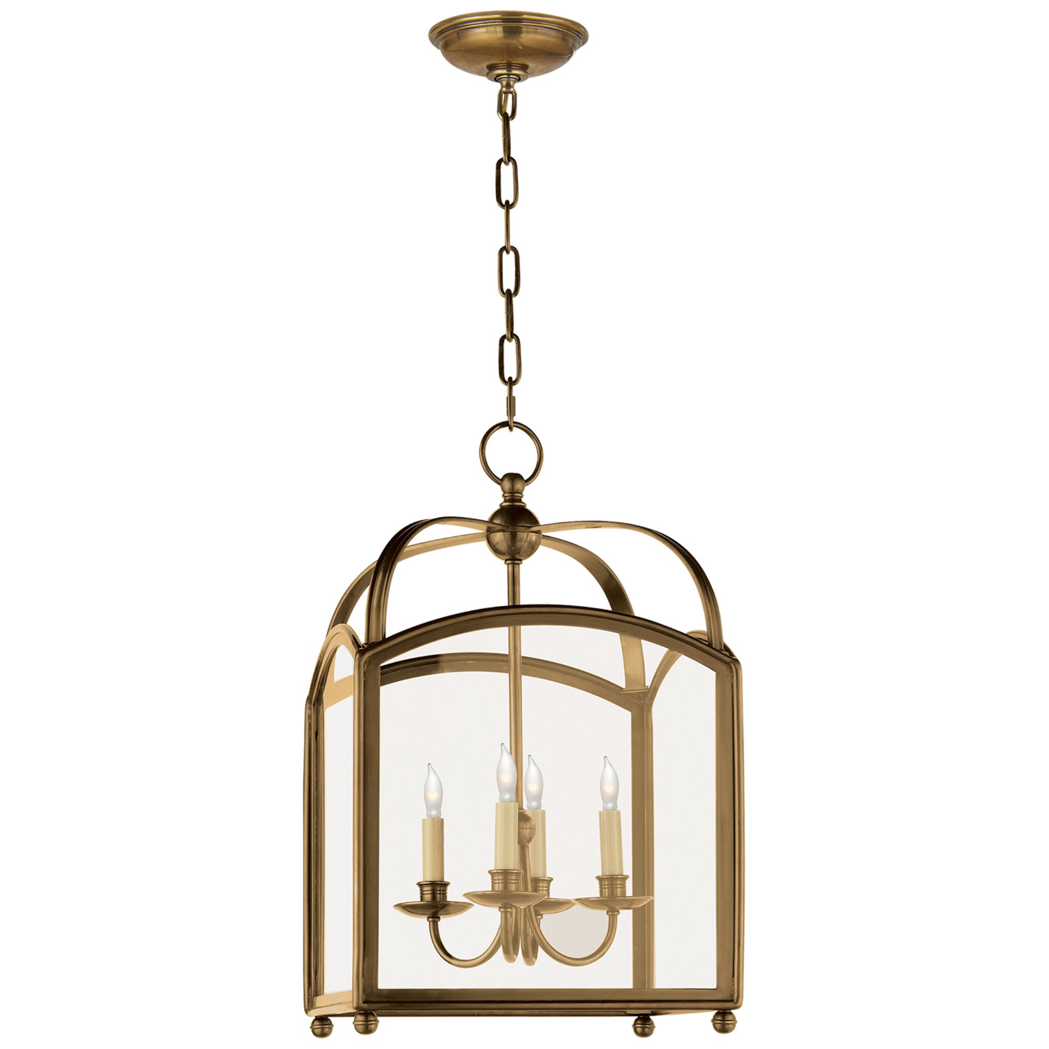 Chapman & Myers Arch Top Small Lantern in Antique-Burnished Brass Ceiling Light W14.5" x H24"