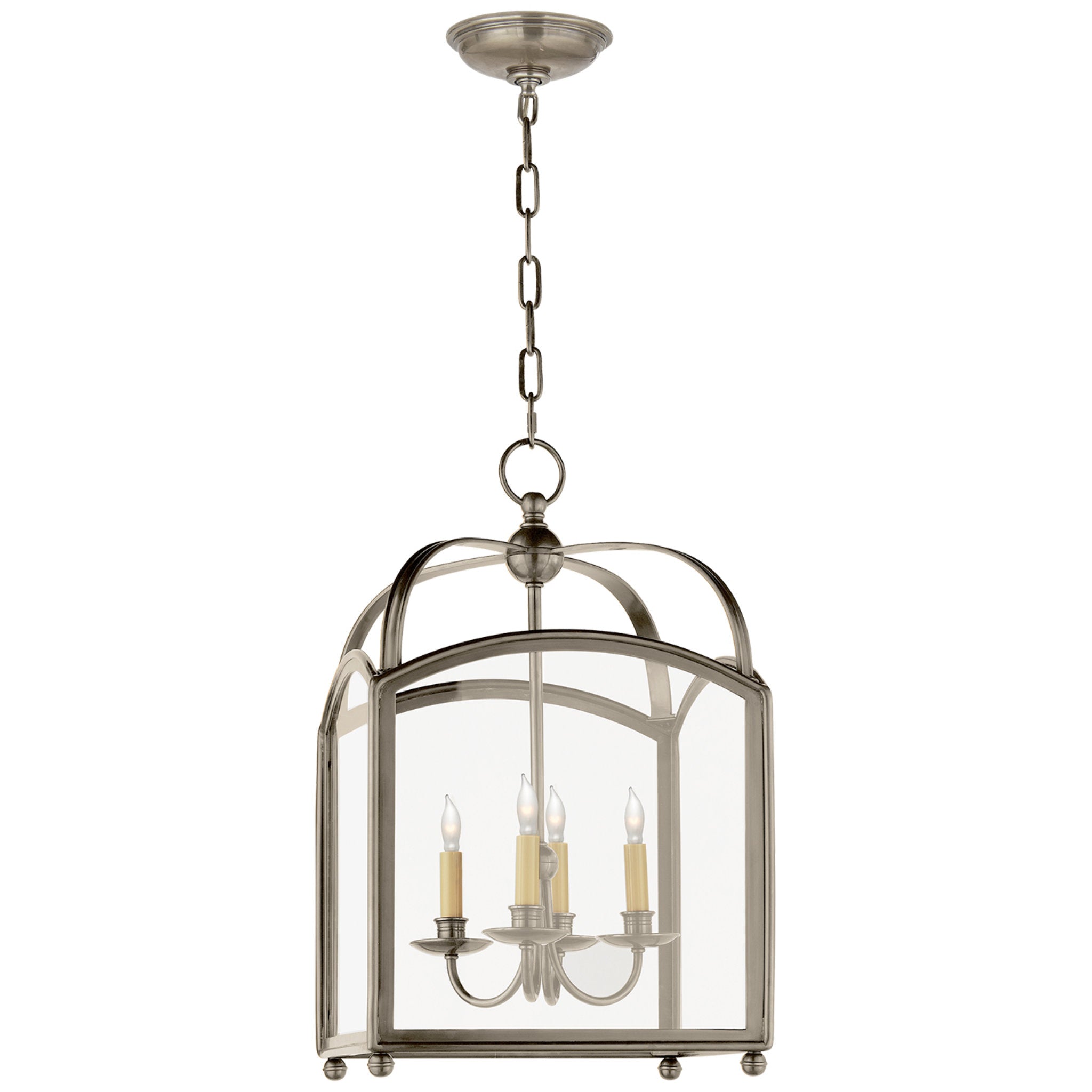 Chapman & Myers Arch Top Small Lantern in Antique Nickel Ceiling Light W14.5" x H24"