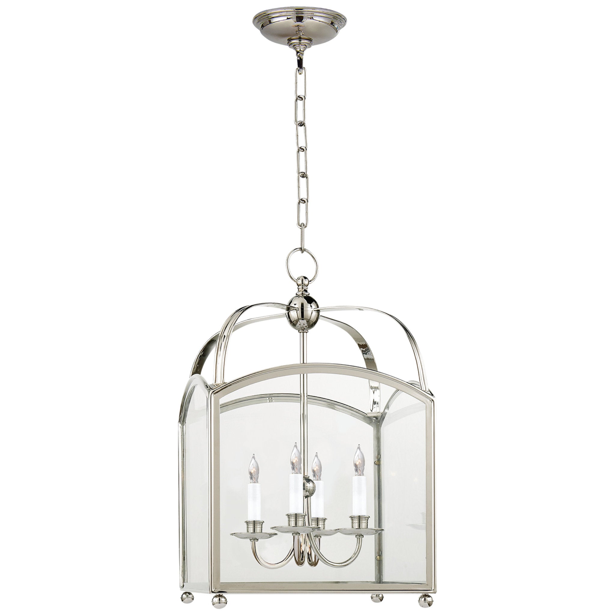 Chapman & Myers Arch Top Small Lantern in Polished Nickel Ceiling Light W14.5" x H24"