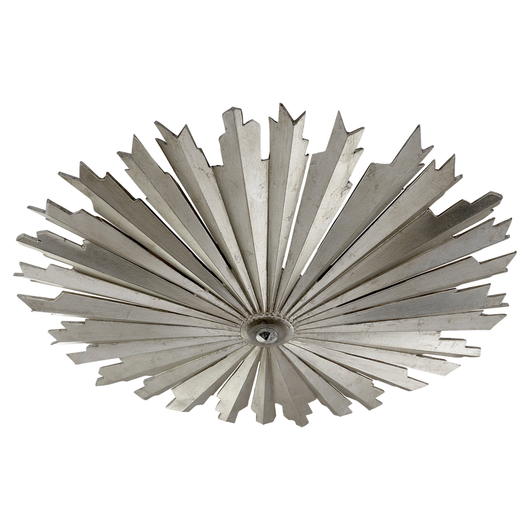 Chapman & Myers Claymore Grande Flush Mount in Burnished Silver Leaf Ceiling Light W27.5" x H4.25"