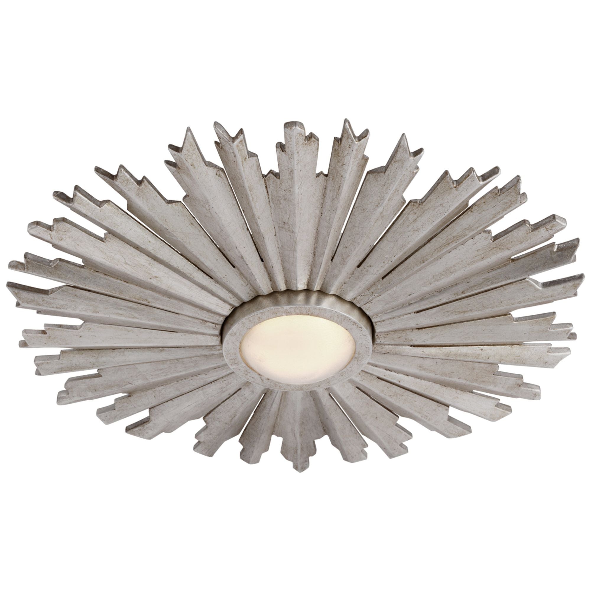 Chapman & Myers Claymore 14" Flush Mount in Burnished Silver Leaf with White Glass Ceiling Light W13.75" x H2"