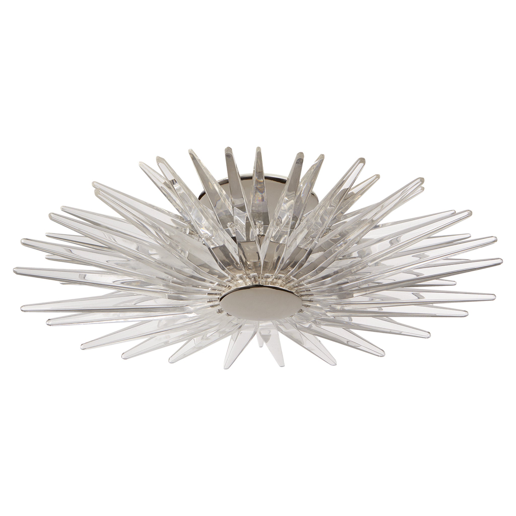 Chapman & Myers Quincy Small Flush Mount in Polished Nickel with Clear Acrylic Ceiling Light W17.25" x H3.75"