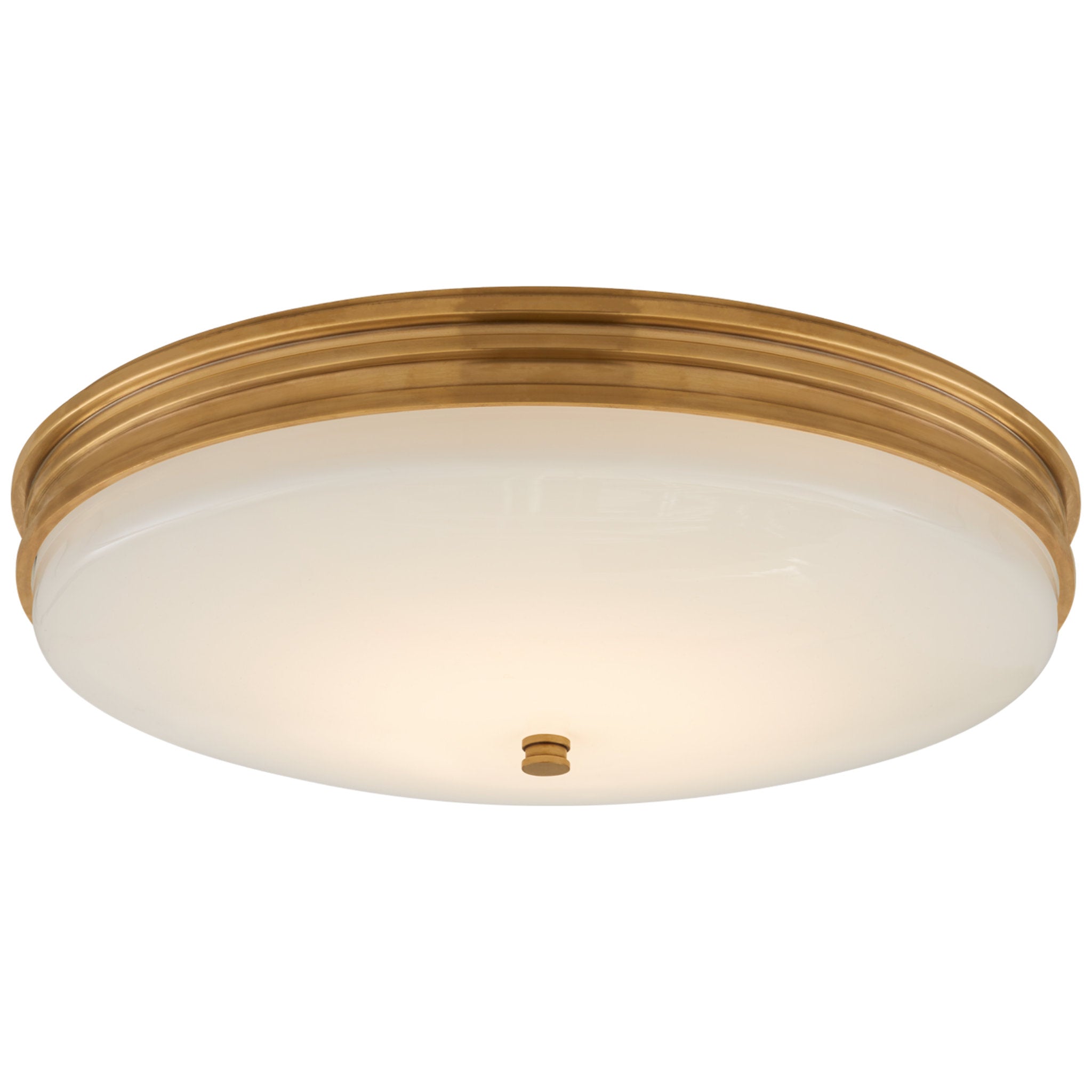 Chapman & Myers Launceton Medium Flush Mount in Antique-Burnished Brass with White Glass Ceiling Light W16.75" x H4"