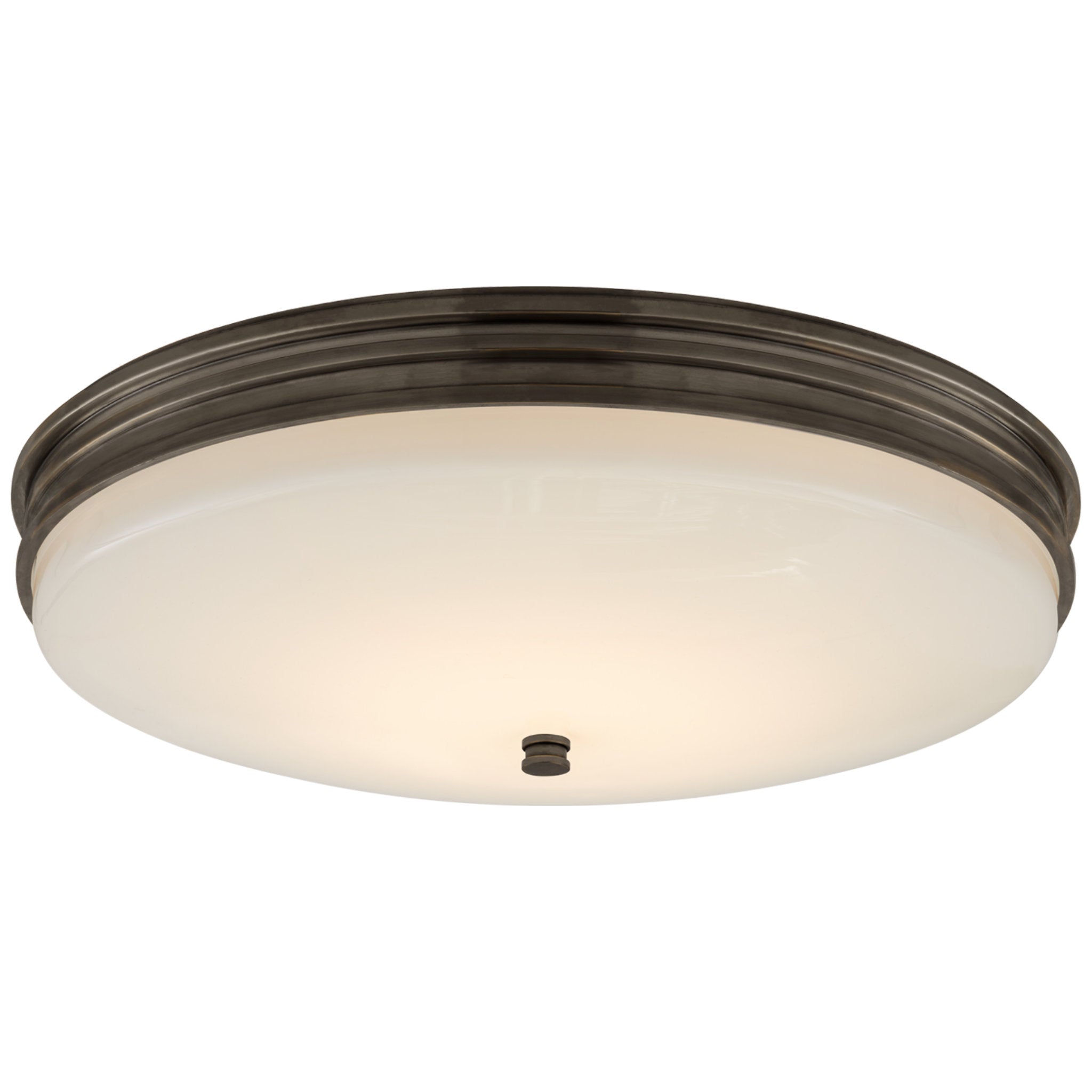 Chapman & Myers Launceton Medium Flush Mount in Bronze with White Glass Ceiling Light W16.75" x H4"