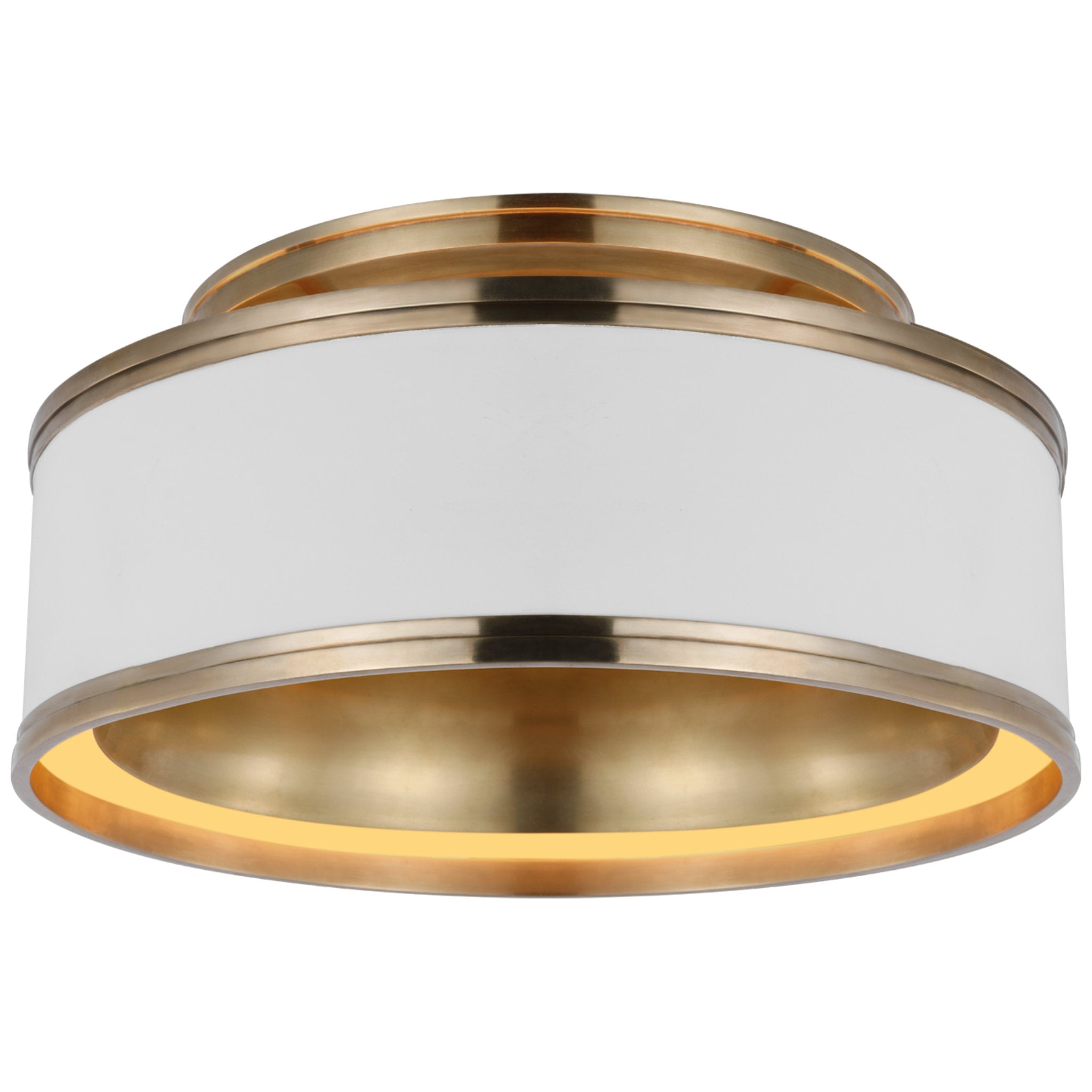 Chapman & Myers Connery 14" Flush Mount in Matte White and Antique-Burnished Brass Ceiling Light W14" x H6.25"