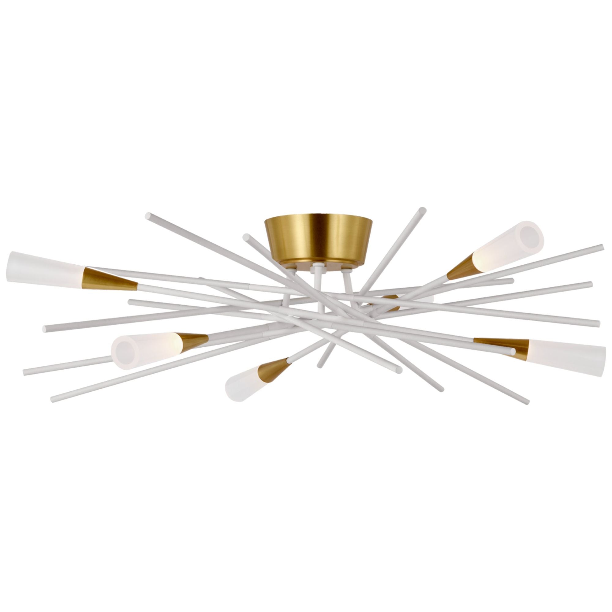 Chapman & Myers Stellar Flush Mount in Matte White and Antique Brass with Frosted Acrylic Ceiling Light W28" x H7.75"