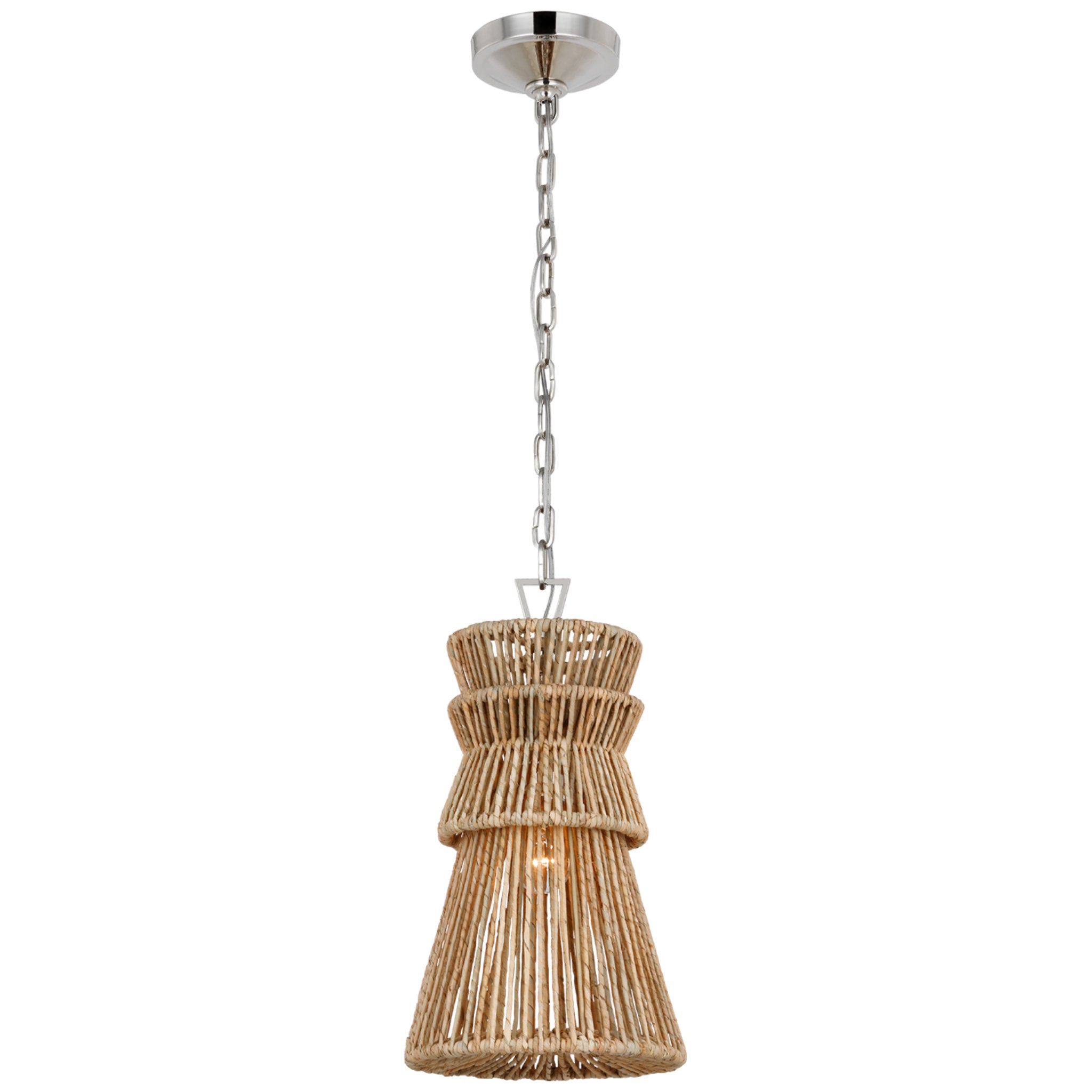 Chapman & Myers Antigua 10" Pendant in Polished Nickel and Natural Abaca Ceiling Light W10.5" x H18.75"