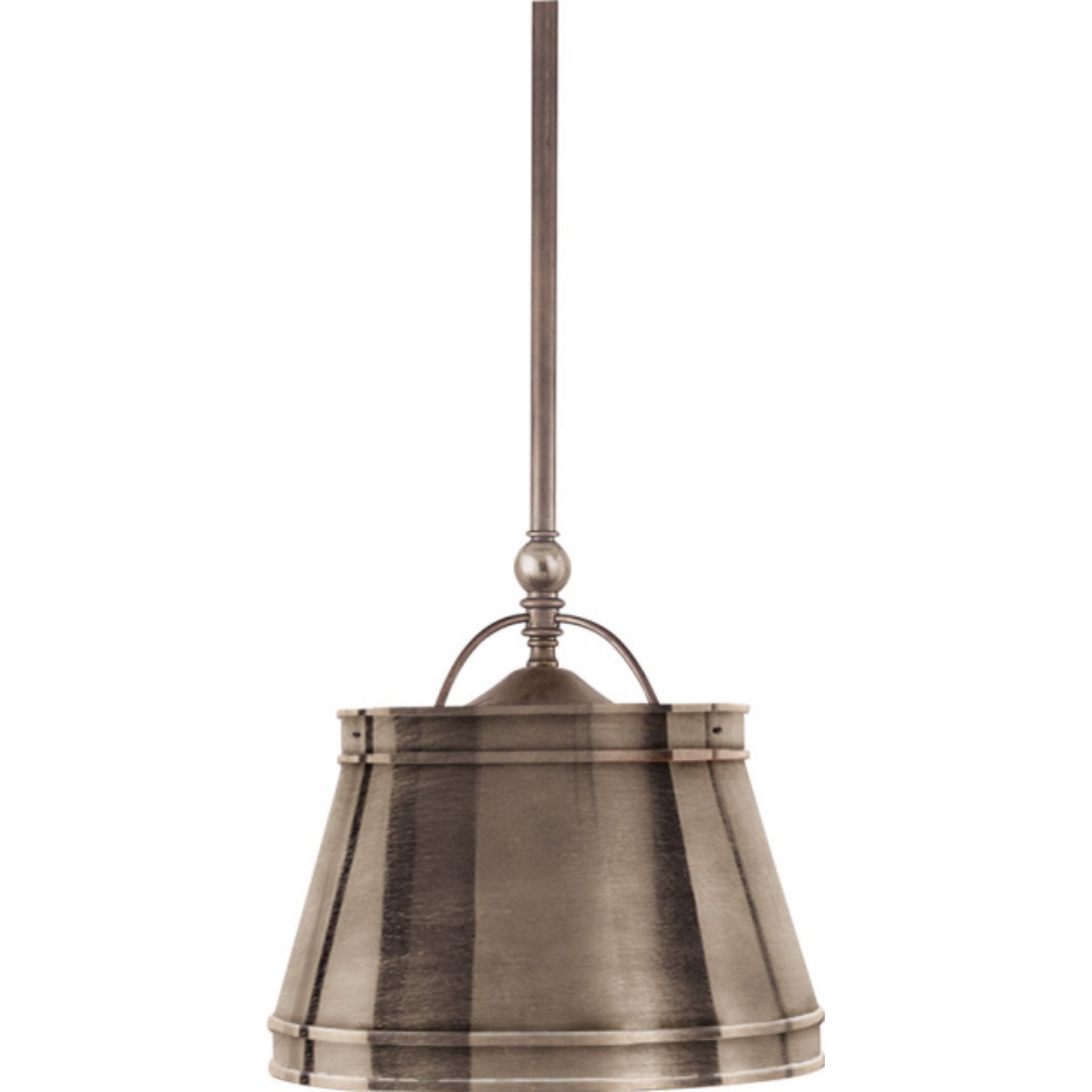 Chapman & Myers Sloane Single Shop Light in Antique Nickel with Antique Nickel Shade Ceiling Light W15.5"