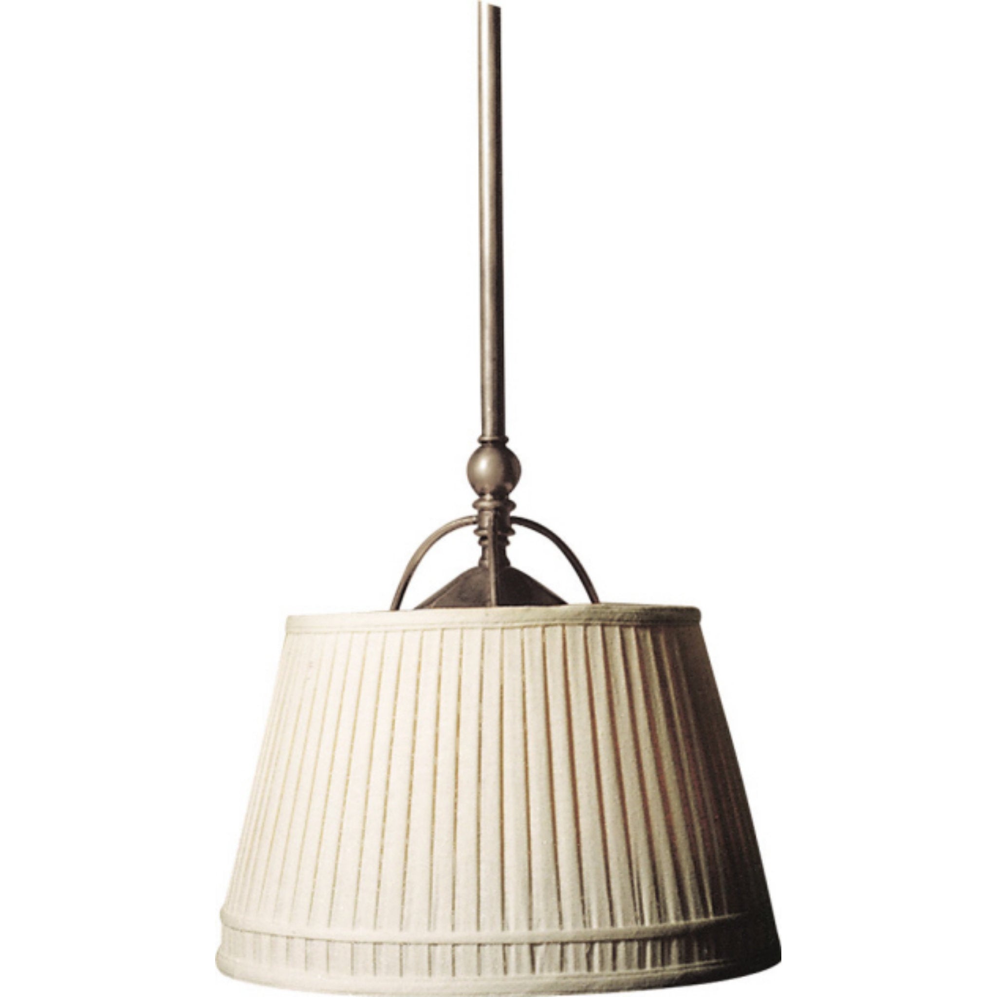 Chapman & Myers Sloane Single Shop Light in Antique Nickel with Linen Shade Ceiling Light W15.5"