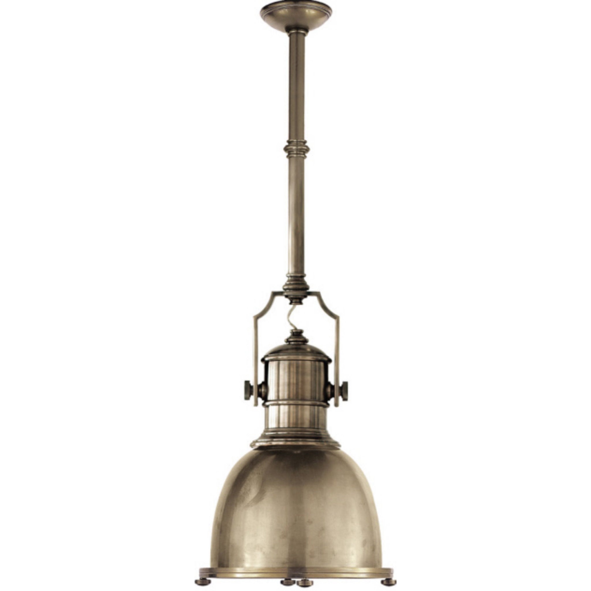 Chapman & Myers Country Industrial Small Pendant in Antique Nickel with Antique Nickel Shade Ceiling Light W14"