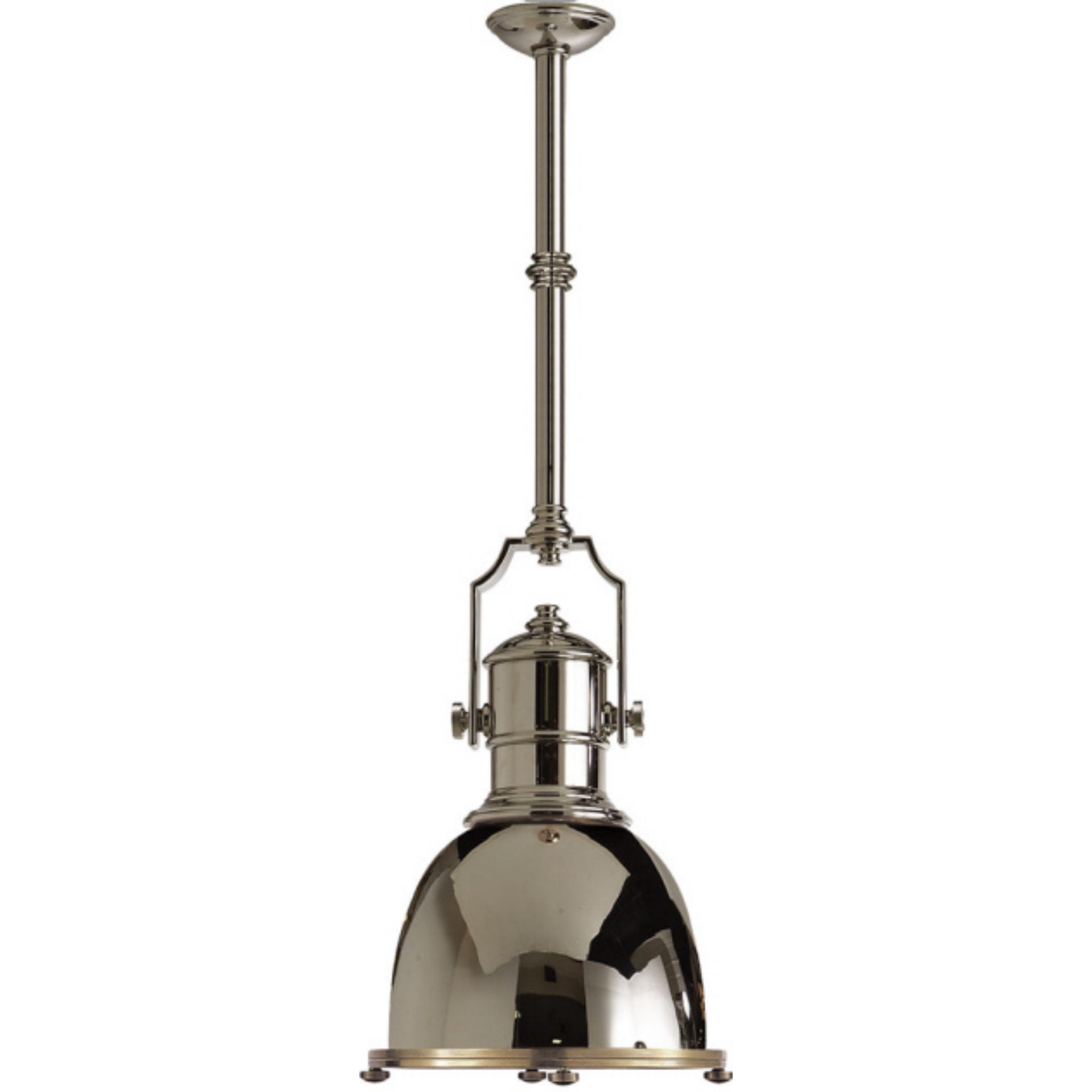 Chapman & Myers Country Industrial Small Pendant in Polished Nickel with Polished Nickel Shade Ceiling Light W14"