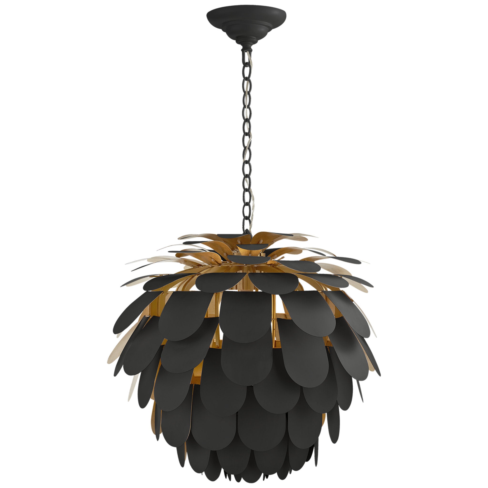 Chapman & Myers Cynara Large Chandelier in Matte Black and Gild Ceiling Light W29"