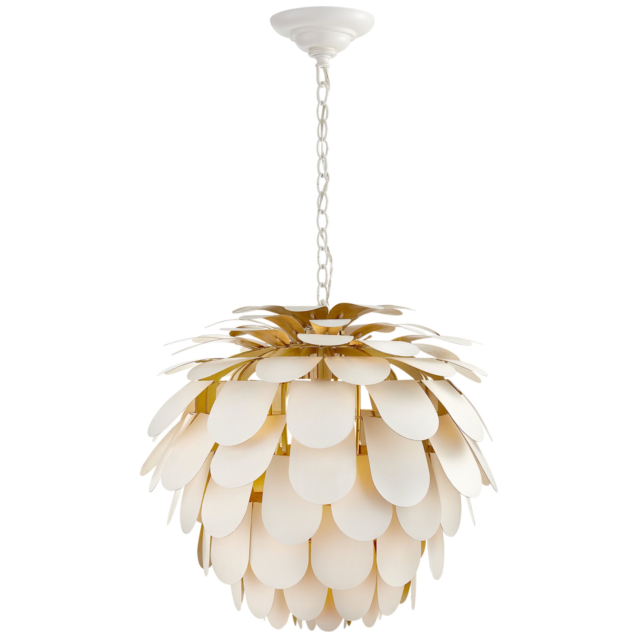 Chapman & Myers Cynara Large Chandelier in White and Gild Ceiling Light W29"