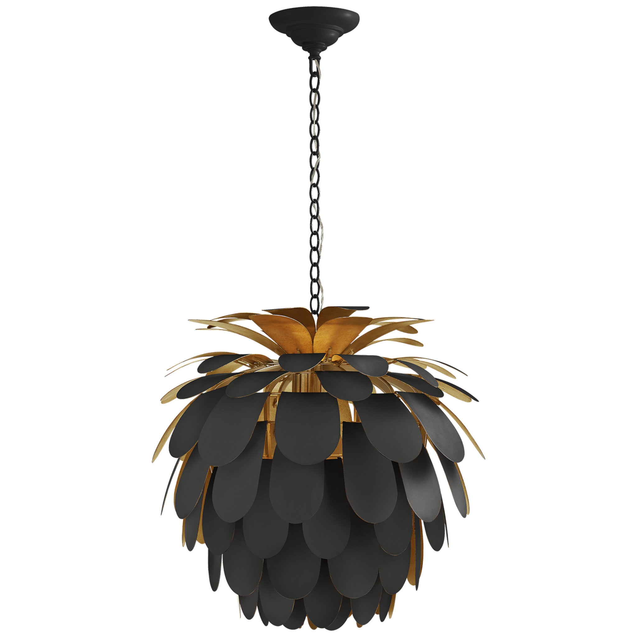 Chapman & Myers Cynara Medium Chandelier in Matte Black and Gild Ceiling Light W22.5"