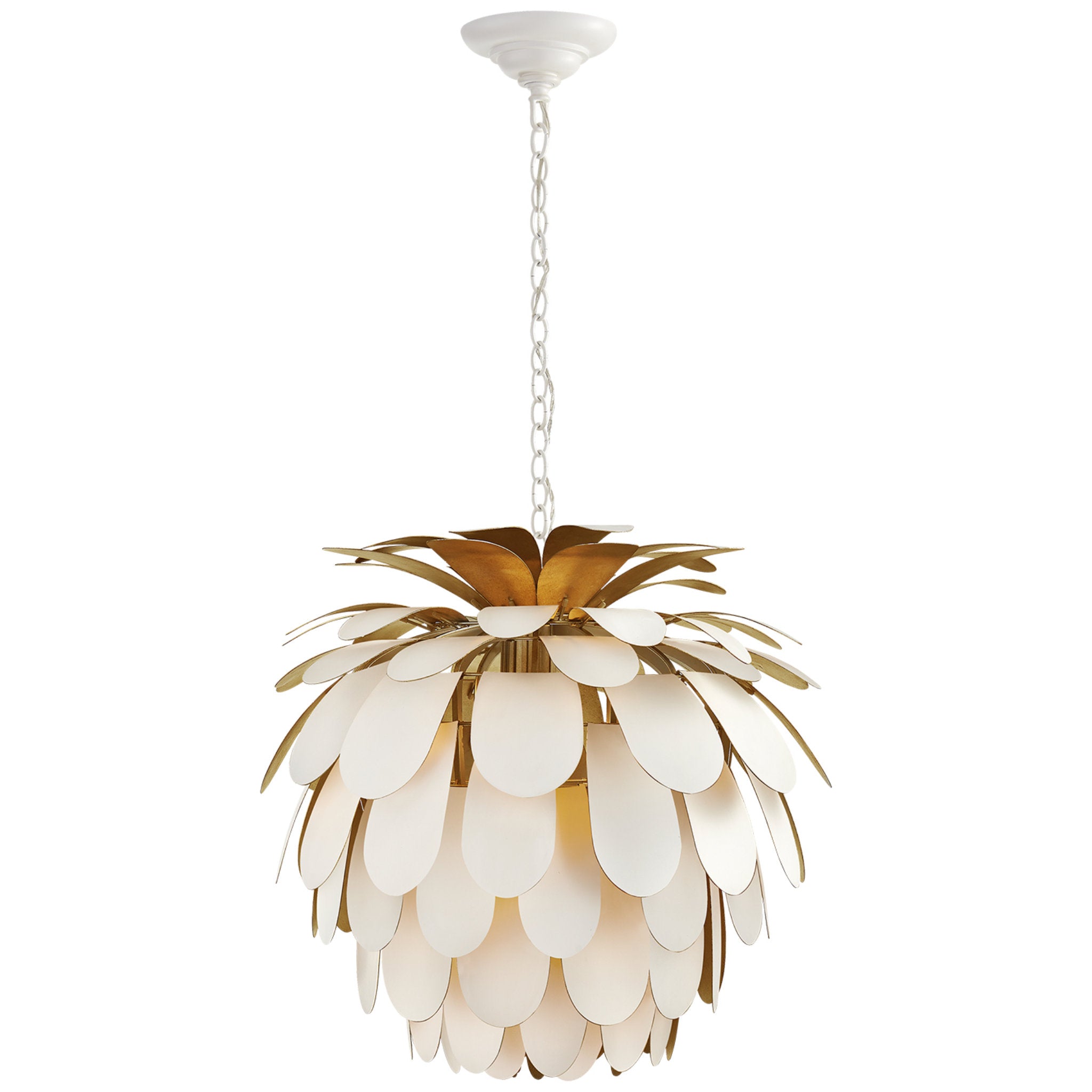 Chapman & Myers Cynara Medium Chandelier in White and Gild Ceiling Light W22.5"