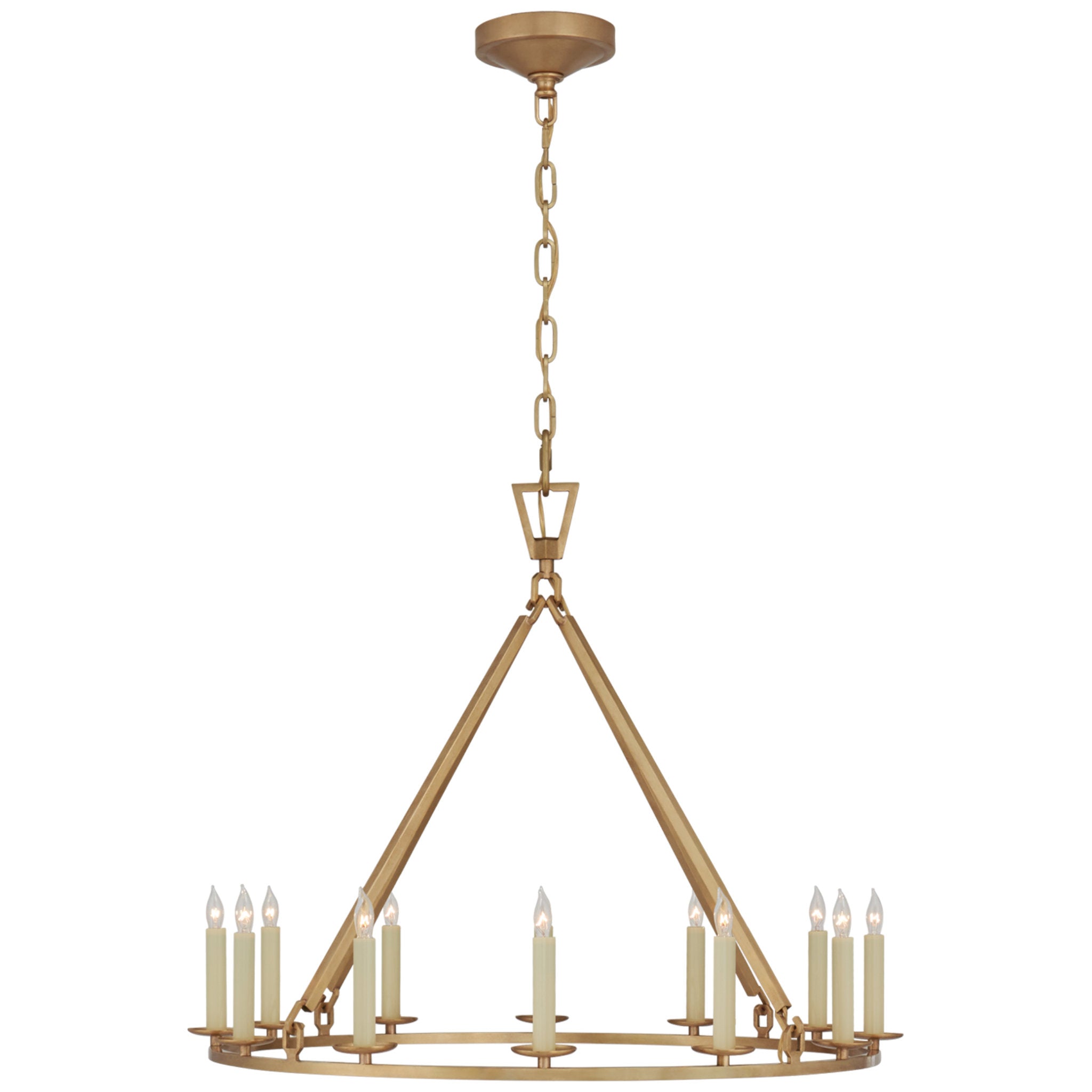 Chapman & Myers Darlana Medium Single Ring Chandelier in Antique-Burnished Brass Ceiling Light W30" x H24.5"