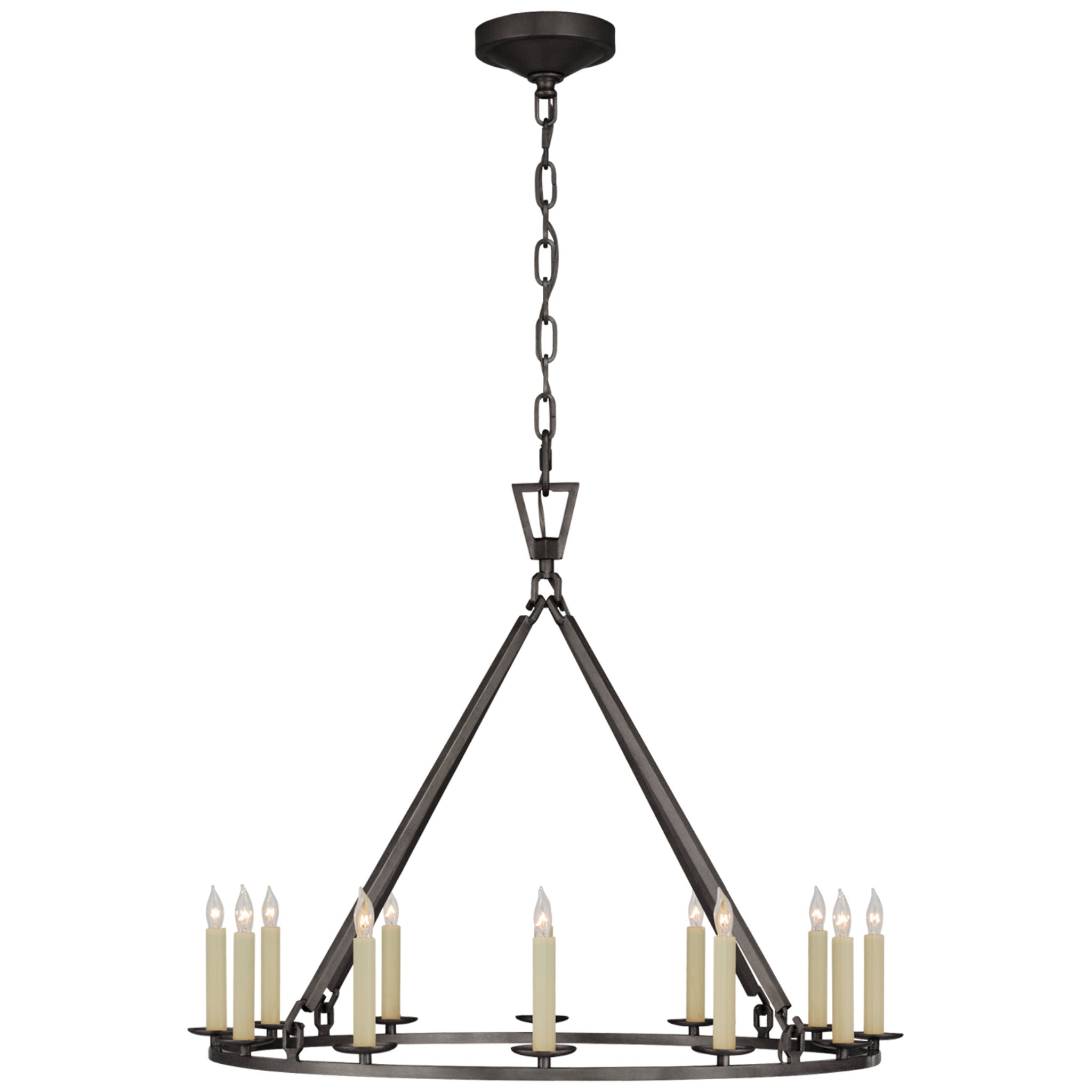 Chapman & Myers Darlana Medium Single Ring Chandelier in Aged Iron Ceiling Light W30" x H24.5"