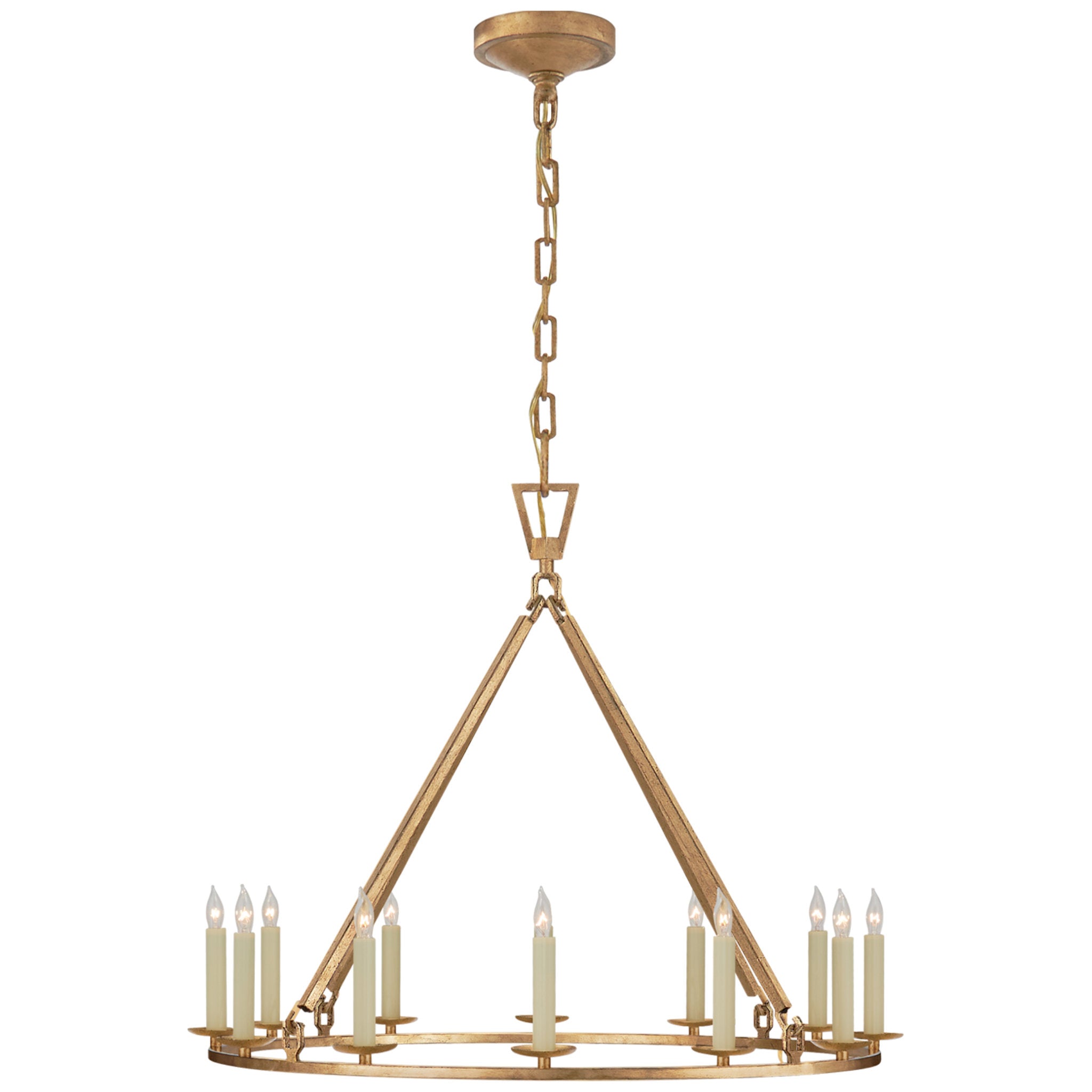 Chapman & Myers Darlana Medium Single Ring Chandelier in Gilded Iron Ceiling Light W30" x H24.5"
