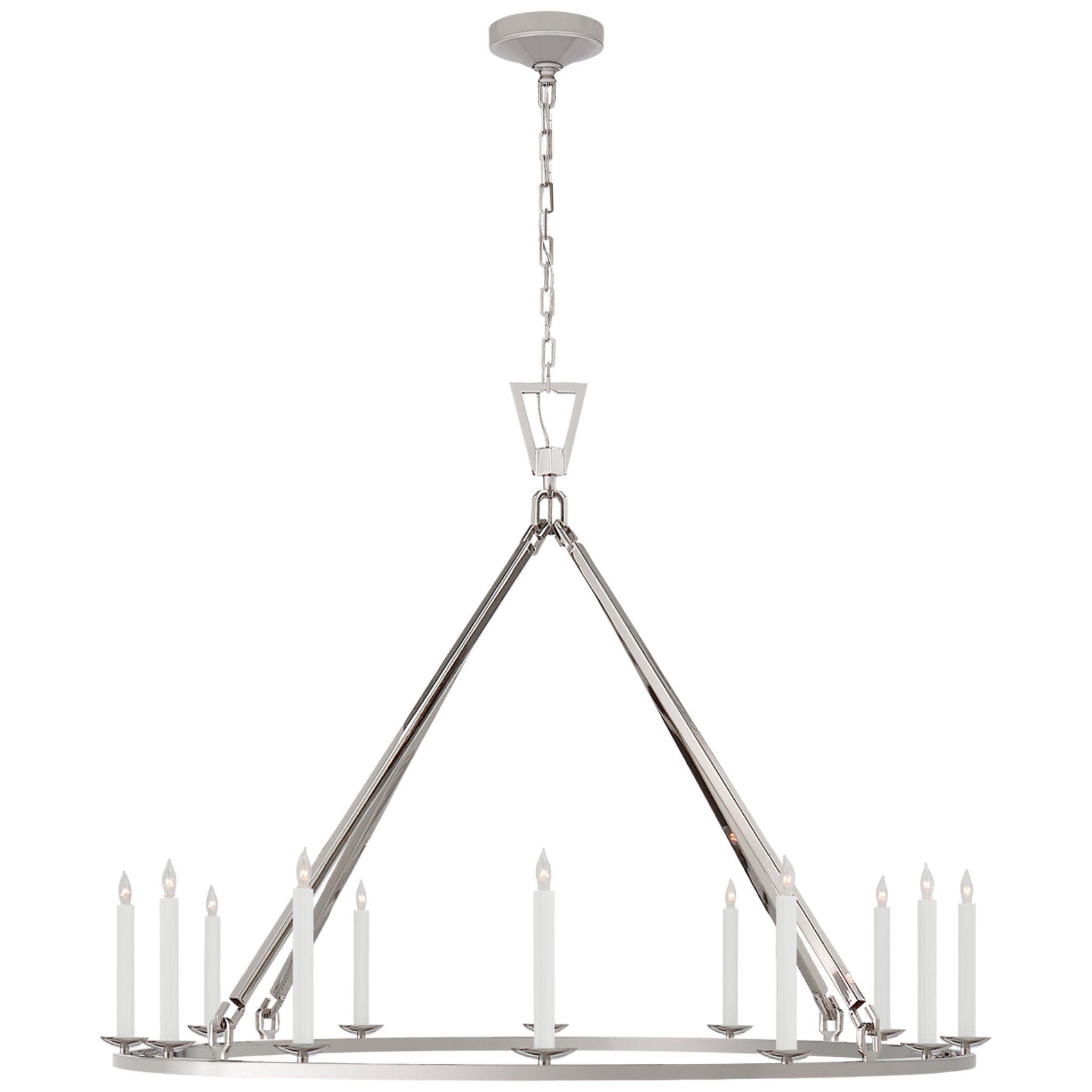 Chapman & Myers Darlana Extra Large Single Ring Chandelier in Polished Nickel Ceiling Light W50" x H38.75"