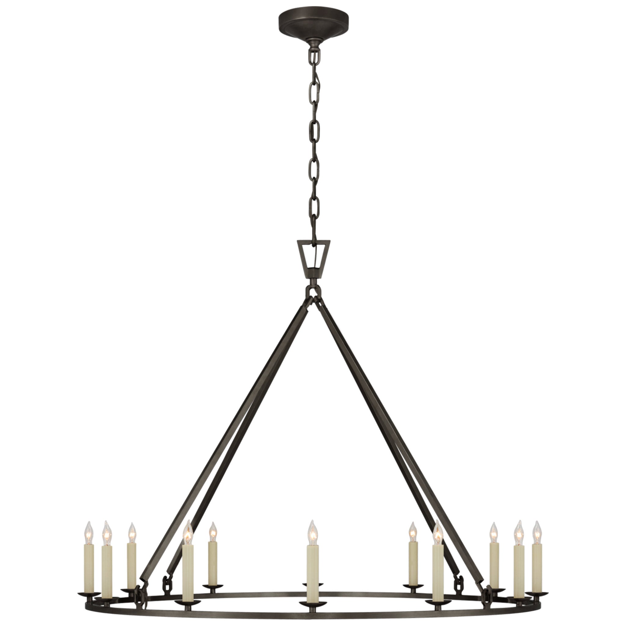 Chapman & Myers Darlana Large Single Ring Chandelier in Aged Iron Ceiling Light W40" x H31.5"