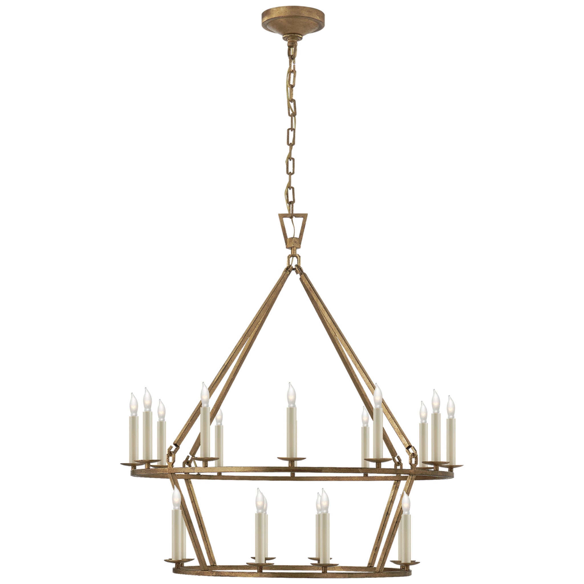 Chapman & Myers Darlana Medium Two-Tier Chandelier in Gilded Iron Ceiling Light W30" x H33"