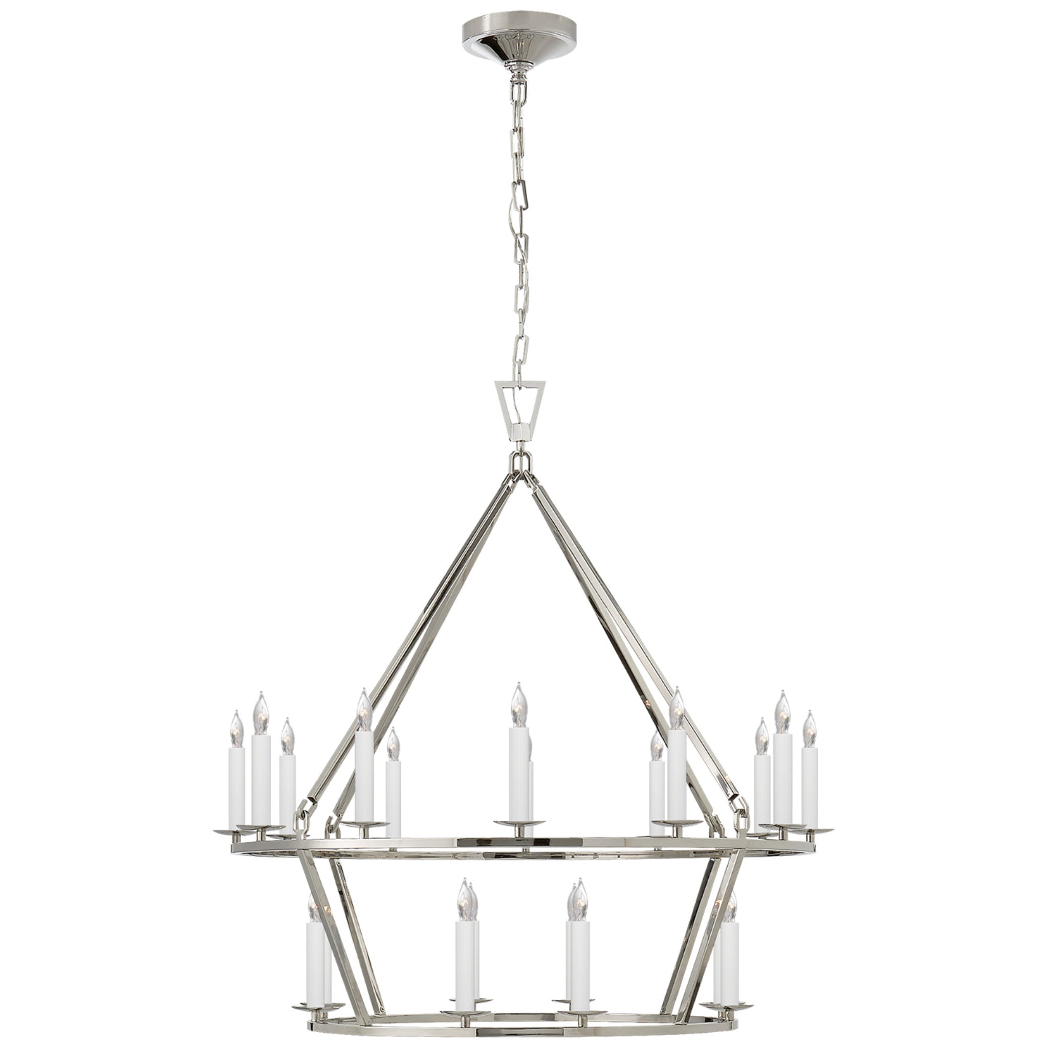 Chapman & Myers Darlana Medium Two-Tier Chandelier in Polished Nickel Ceiling Light W30" x H33"