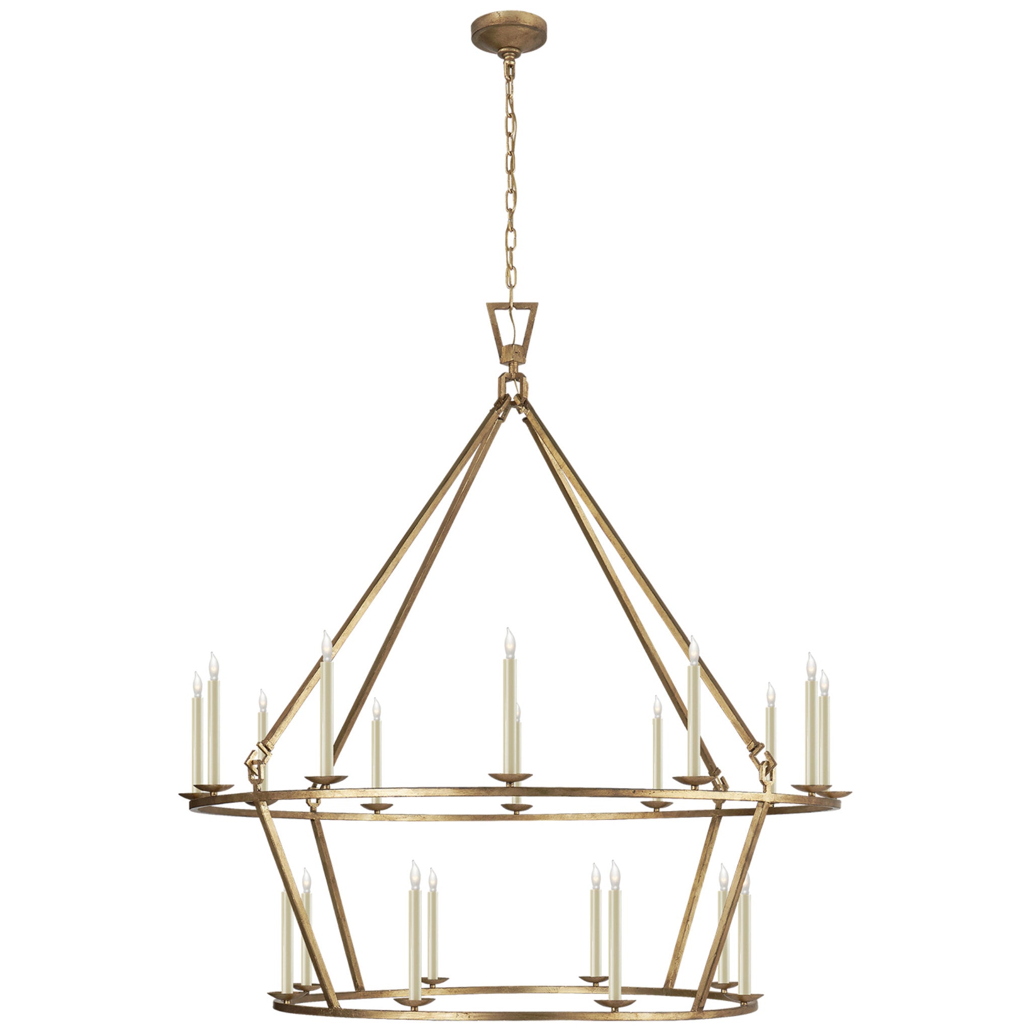Chapman & Myers Darlana Extra Large Two-Tier Chandelier in Gilded Iron Ceiling Light W50" x H53.25"