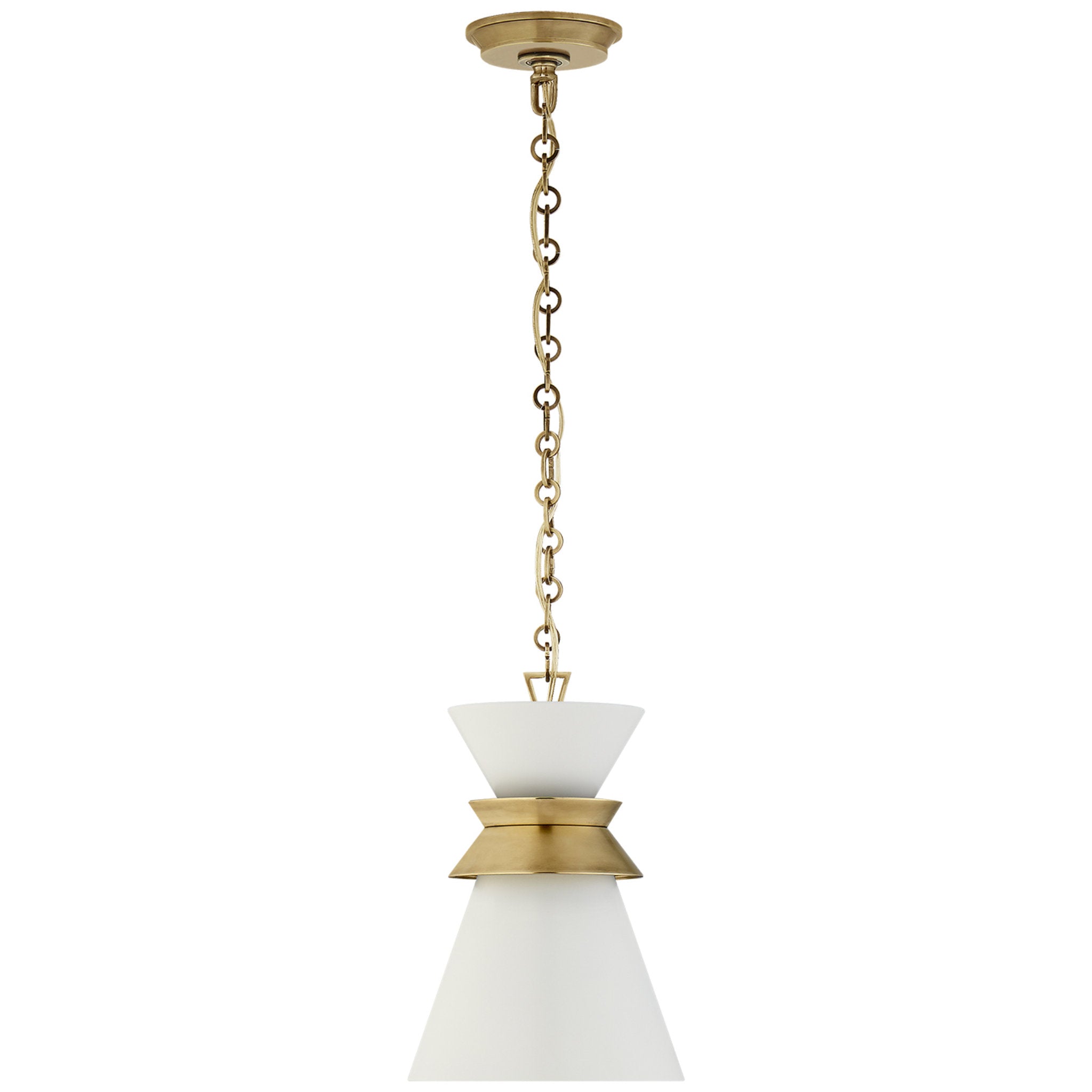 Chapman & Myers Alborg Small Stacked Pendant in Antique- Burnished Brass with Matte White Shade Ceiling Light W10" x H15"