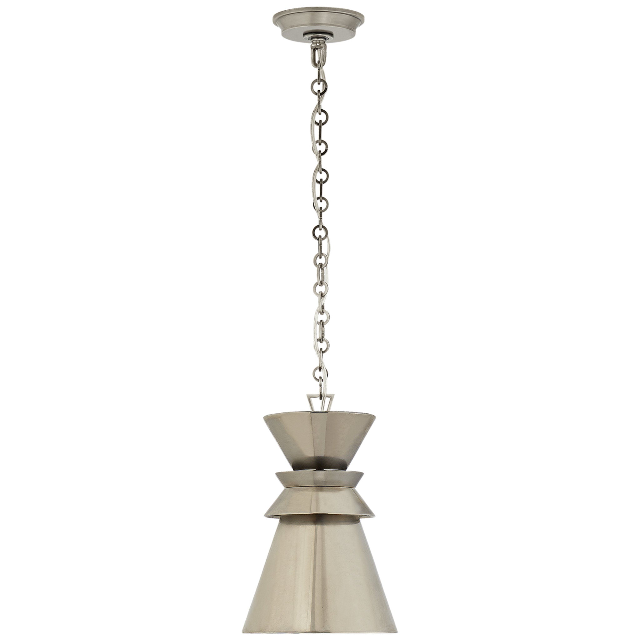 Chapman & Myers Alborg Small Stacked Pendant in Antique Nickel with Antique Nickel Shade Ceiling Light W10" x H15"