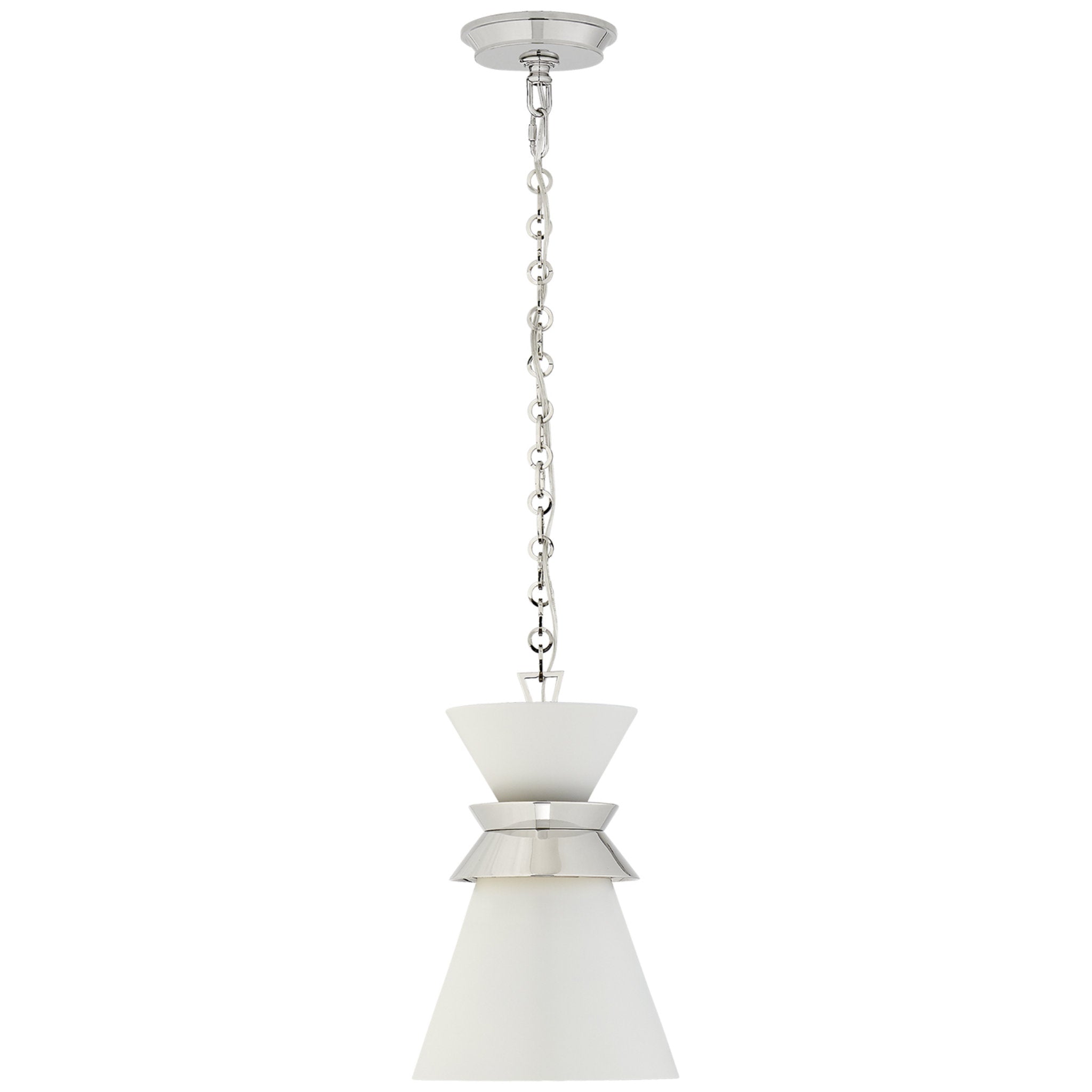 Chapman & Myers Alborg Small Stacked Pendant in Polished Nickel with Matte White Shade Ceiling Light W10" x H15"